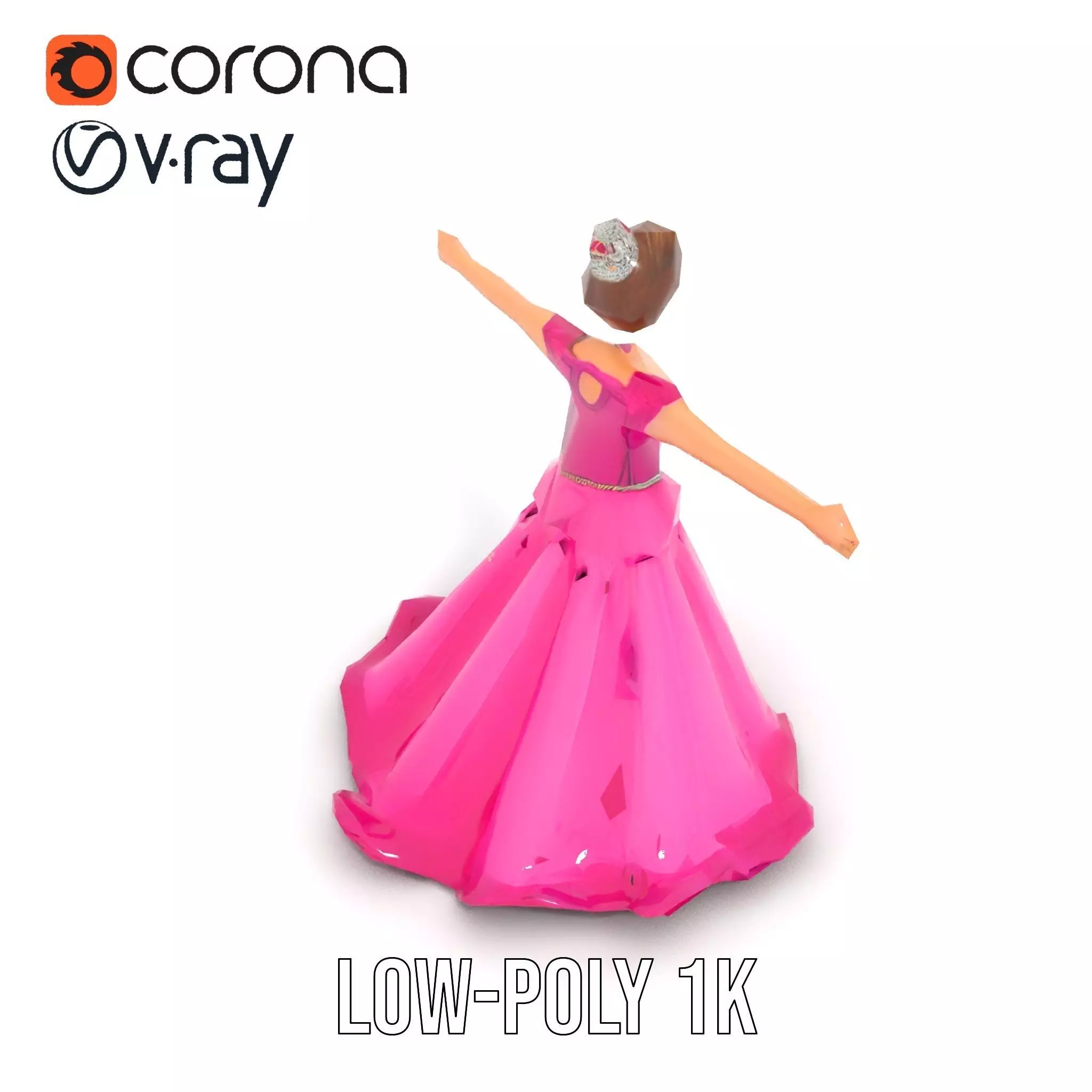 Elegant Princess Character Model Pack with Detailed Textures Low-poly 3D model_16