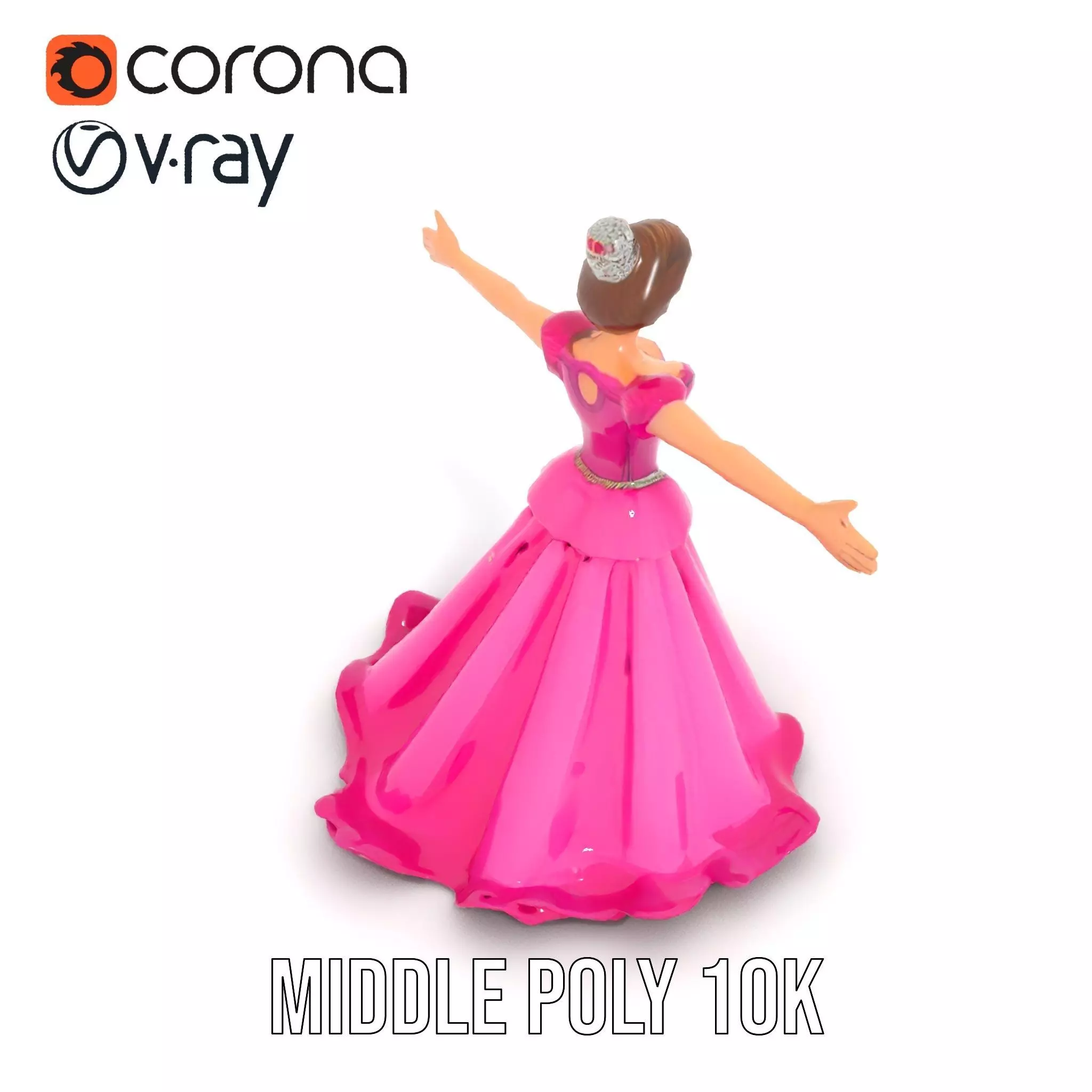 Elegant Princess Character Model Pack with Detailed Textures Low-poly 3D model_9