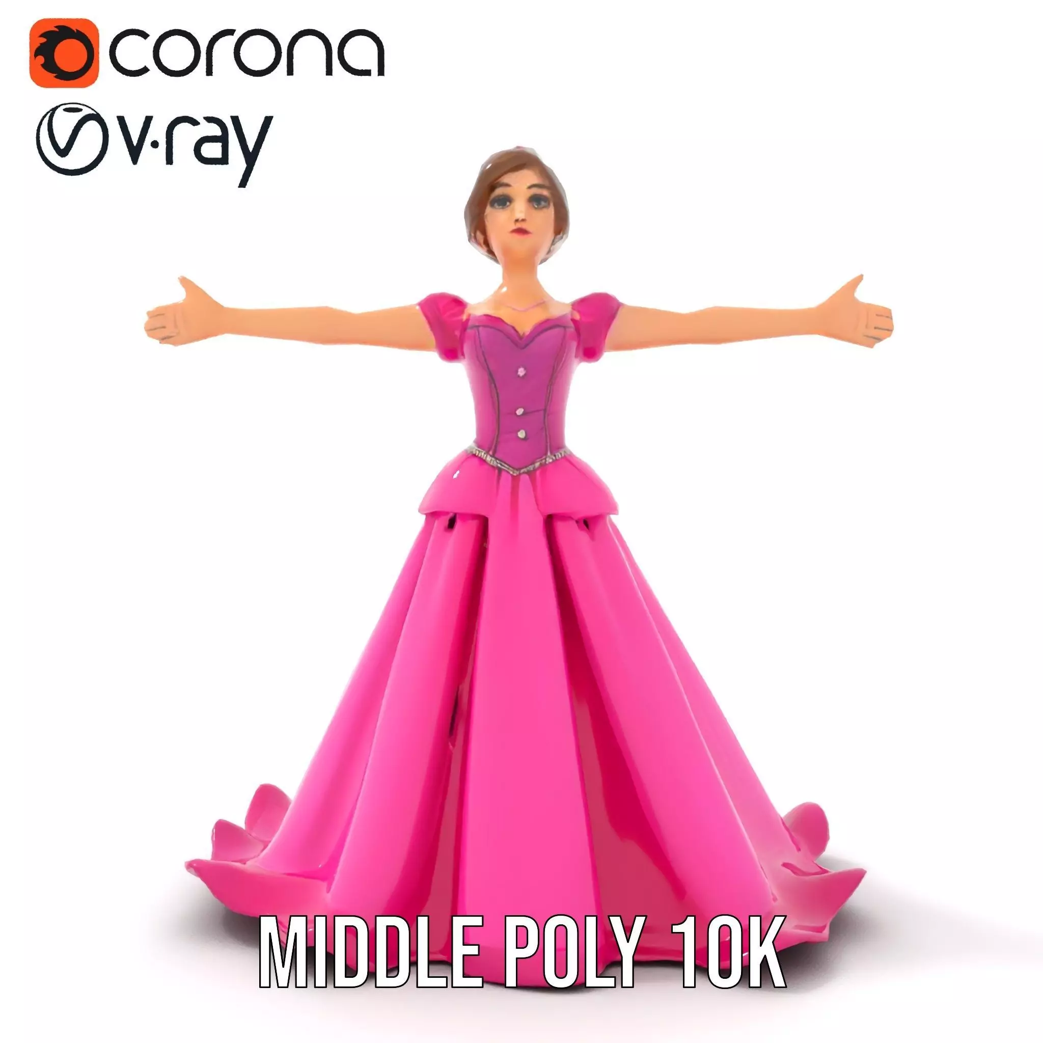 Elegant Princess Character Model Pack with Detailed Textures Low-poly 3D model_21