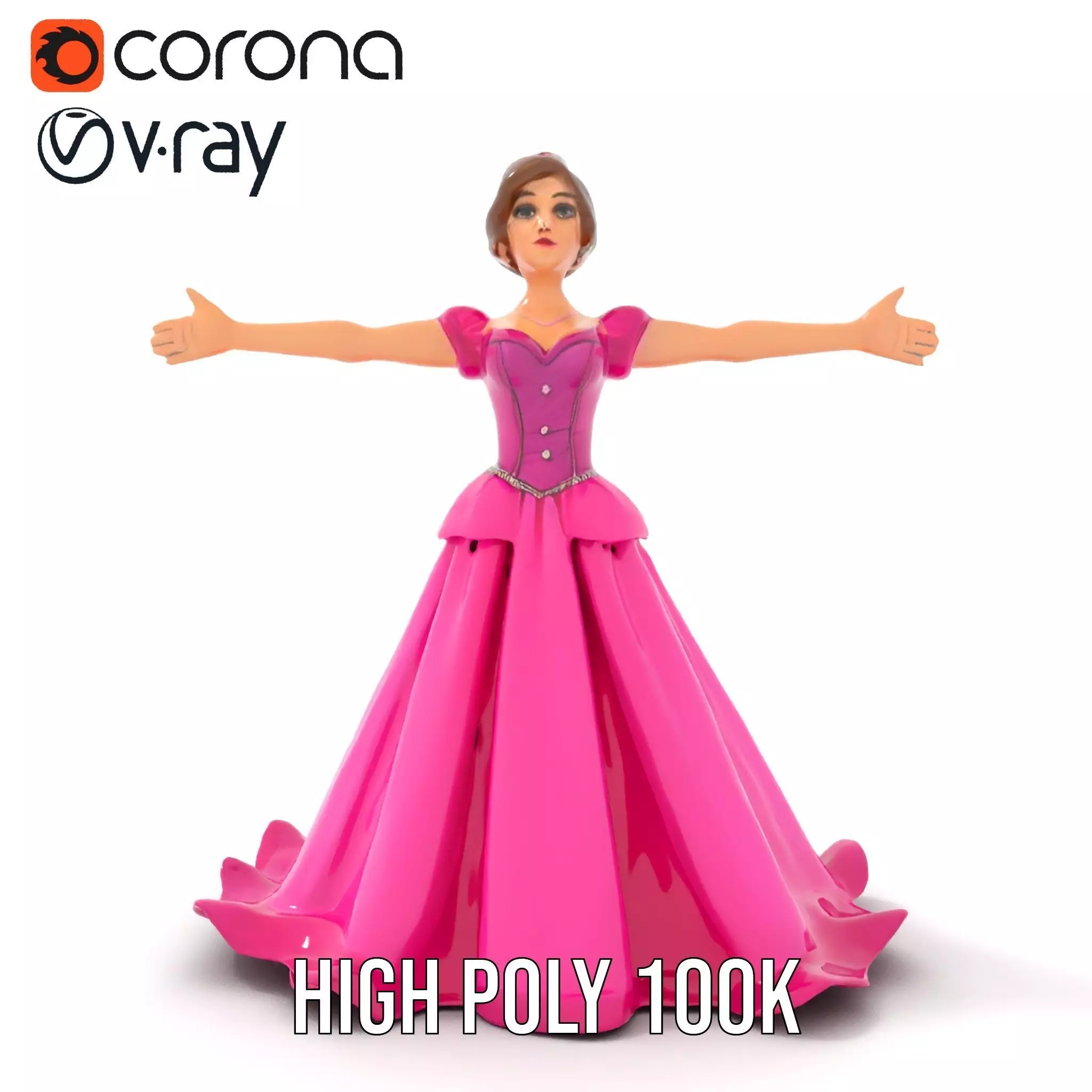 Elegant Princess Character Model Pack with Detailed Textures Low-poly 3D model_28