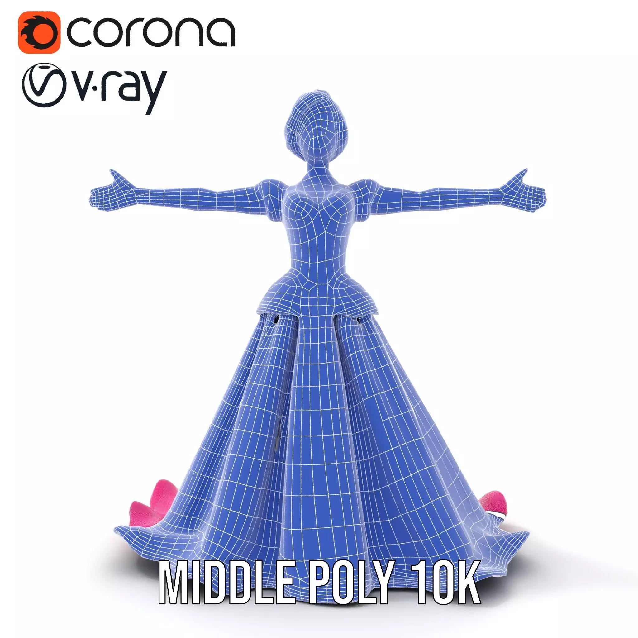 Elegant Princess Character Model Pack with Detailed Textures Low-poly 3D model_12