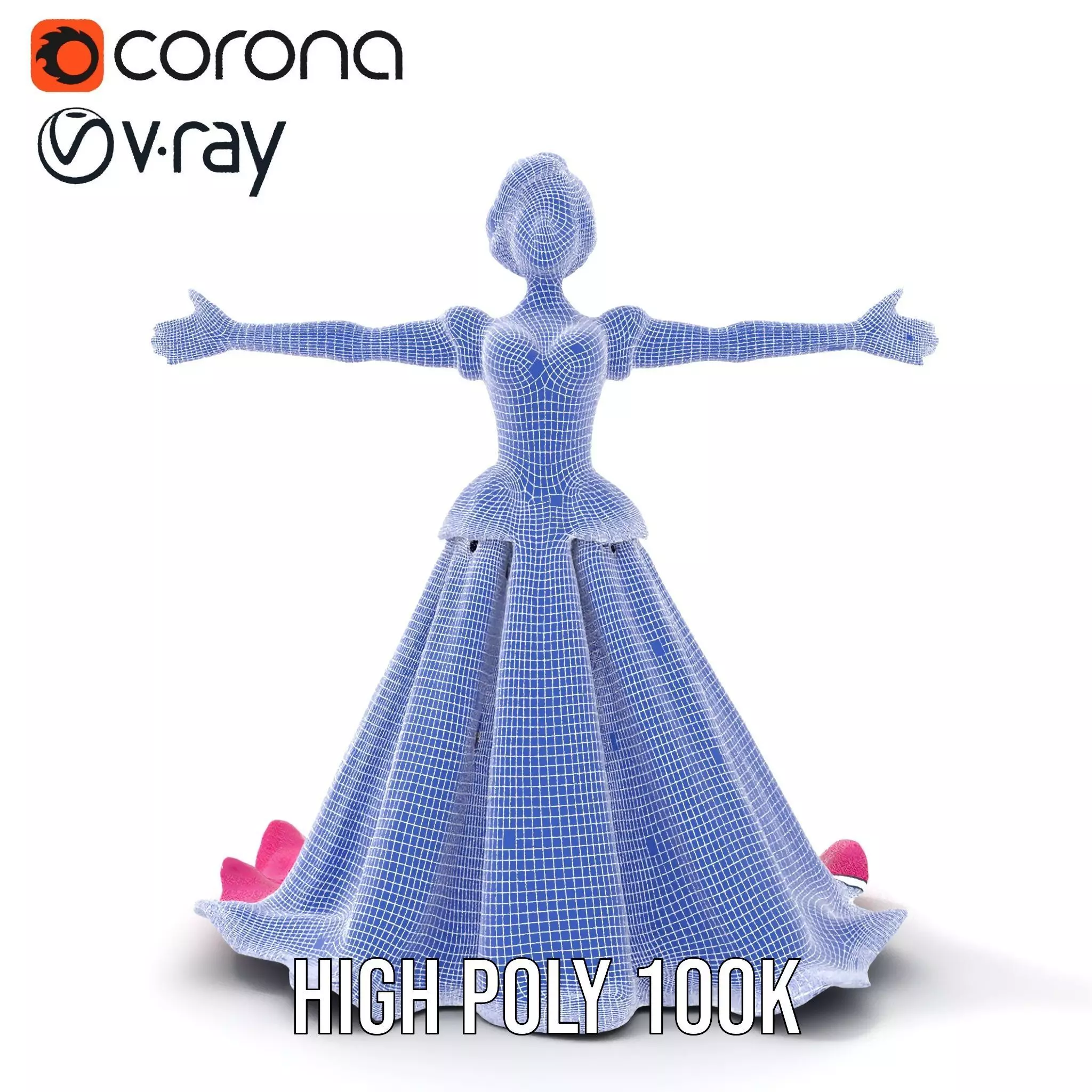 Elegant Princess Character Model Pack with Detailed Textures Low-poly 3D model_33