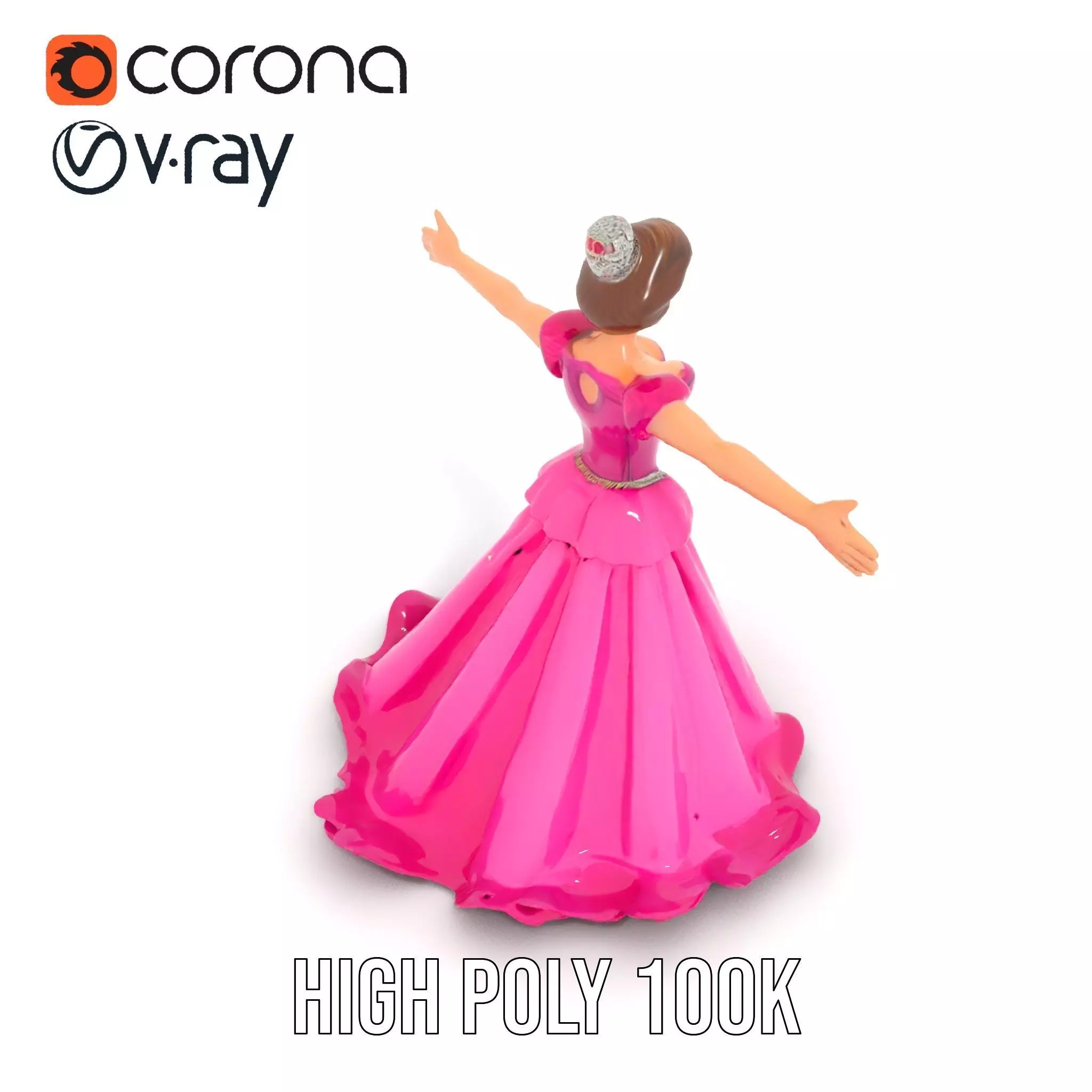 Elegant Princess Character Model Pack with Detailed Textures Low-poly 3D model_17