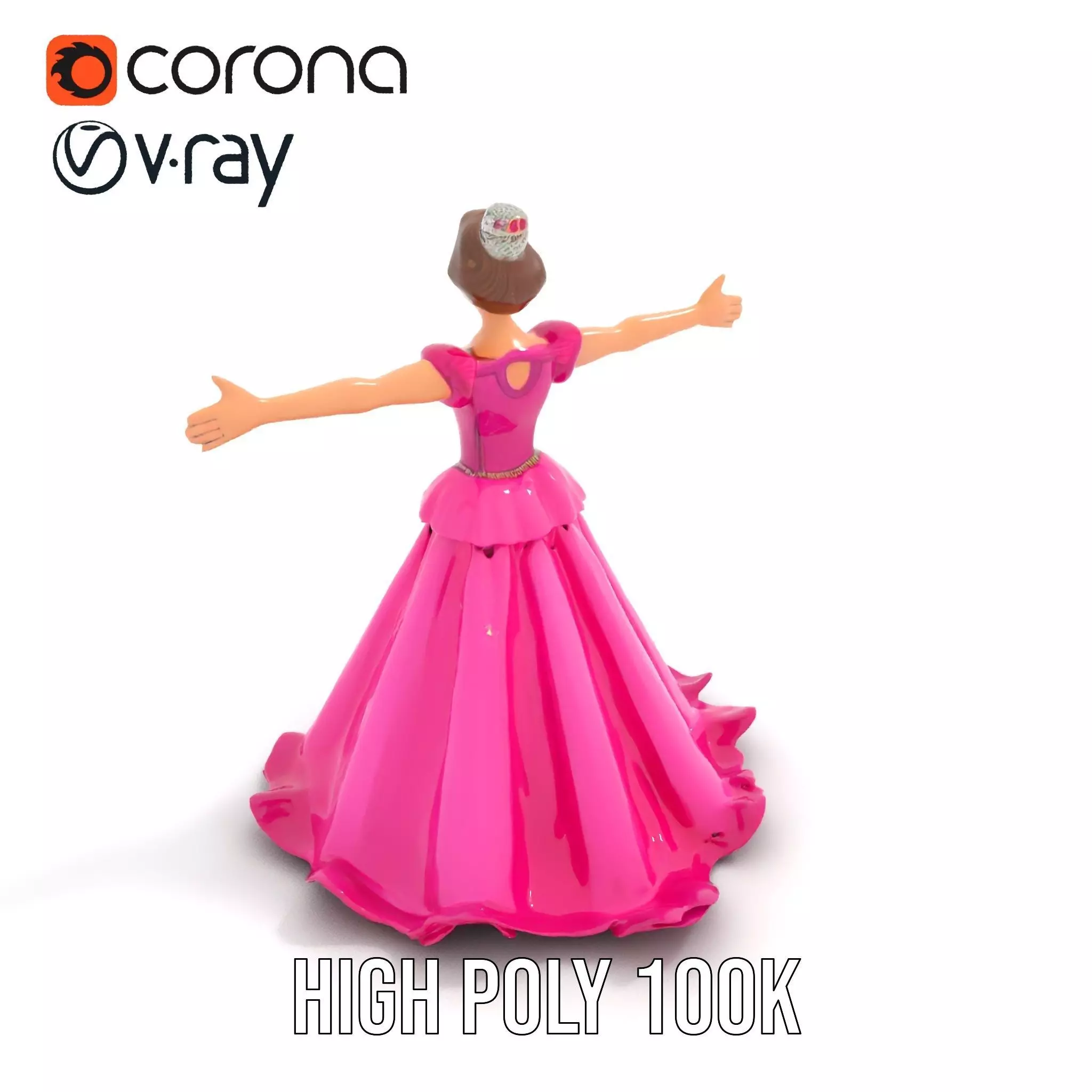 Elegant Princess Character Model Pack with Detailed Textures Low-poly 3D model_14