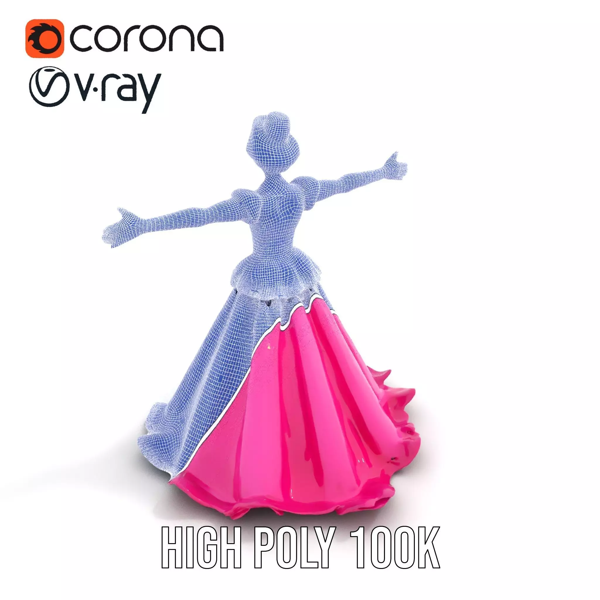 Elegant Princess Character Model Pack with Detailed Textures Low-poly 3D model_31