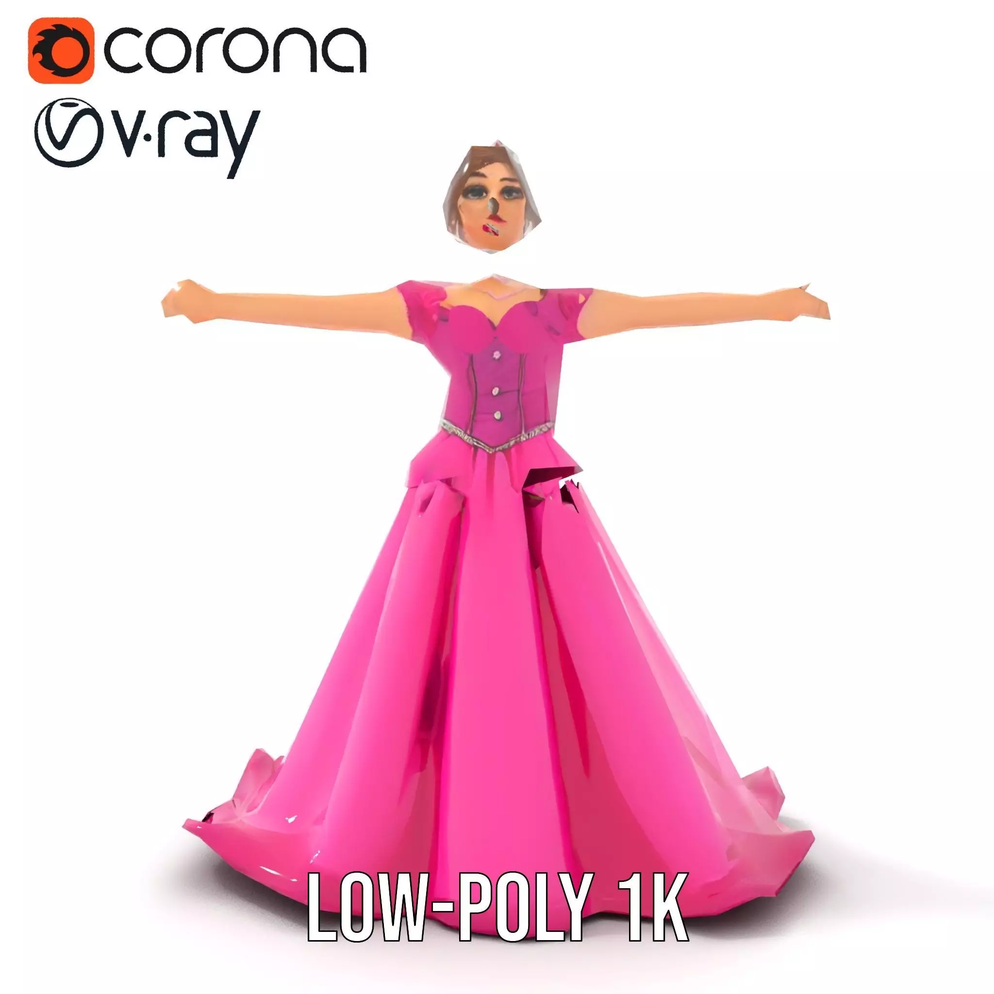 Elegant Princess Character Model Pack with Detailed Textures Low-poly 3D model_10