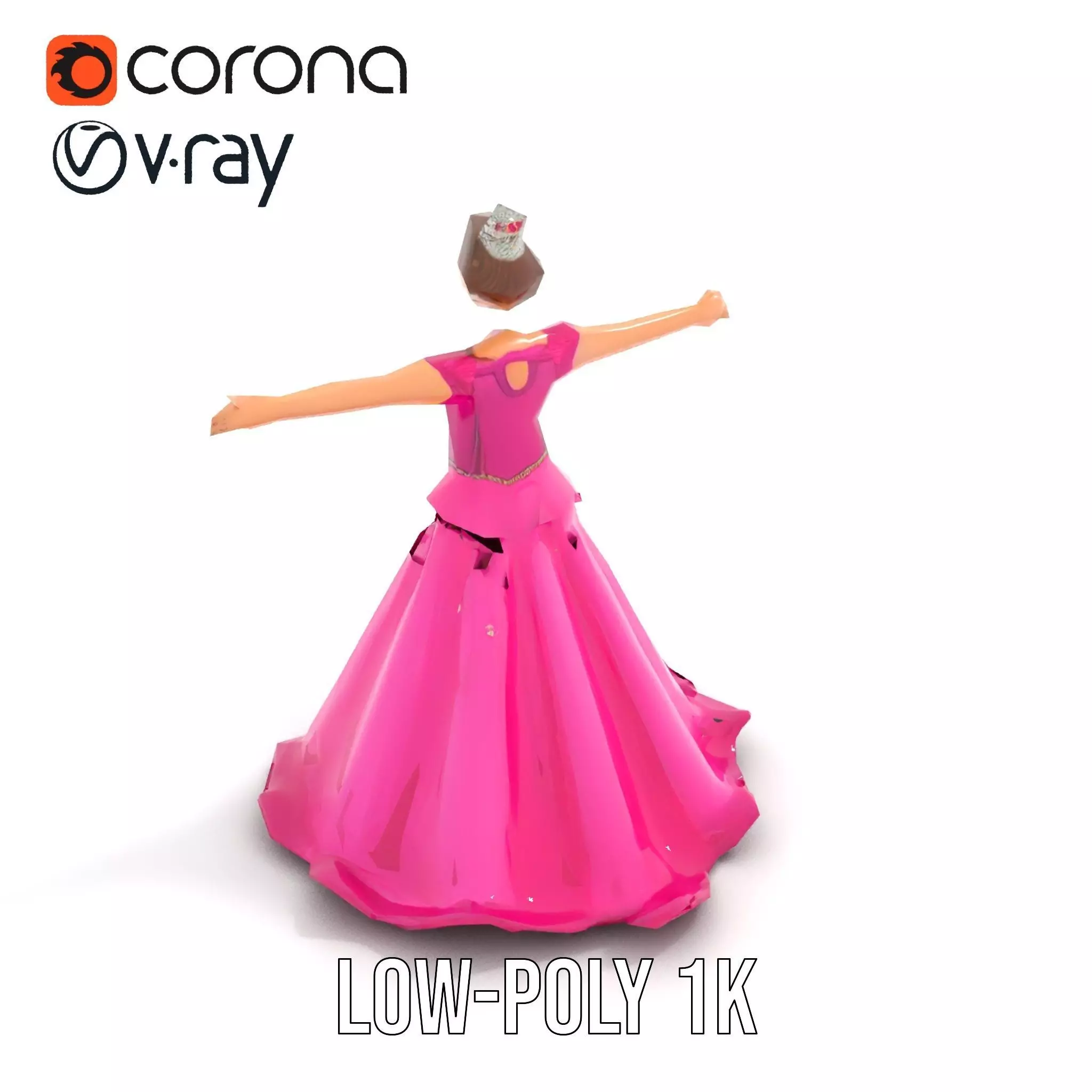 Elegant Princess Character Model Pack with Detailed Textures Low-poly 3D model_8