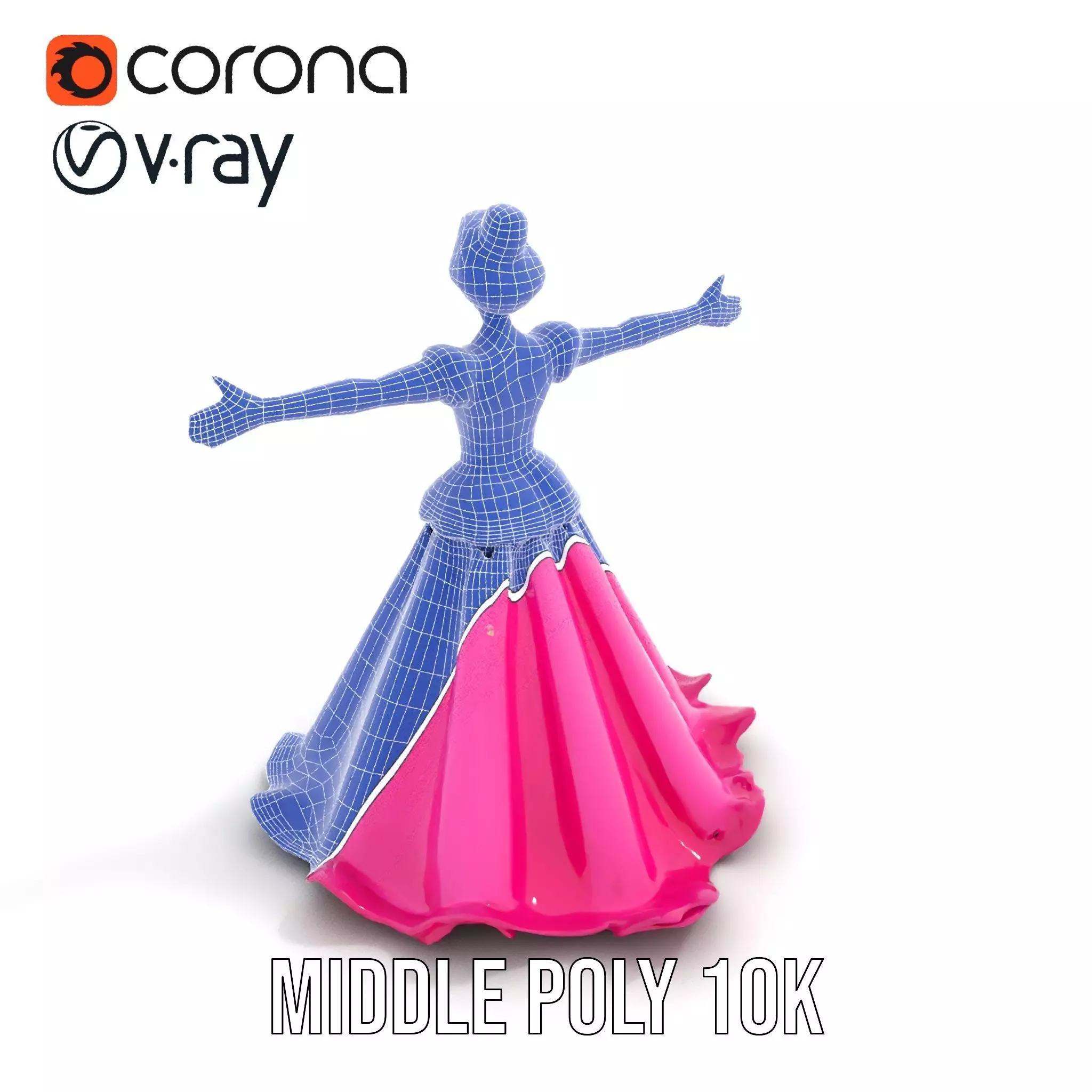 Elegant Princess Character Model Pack with Detailed Textures Low-poly 3D model_29
