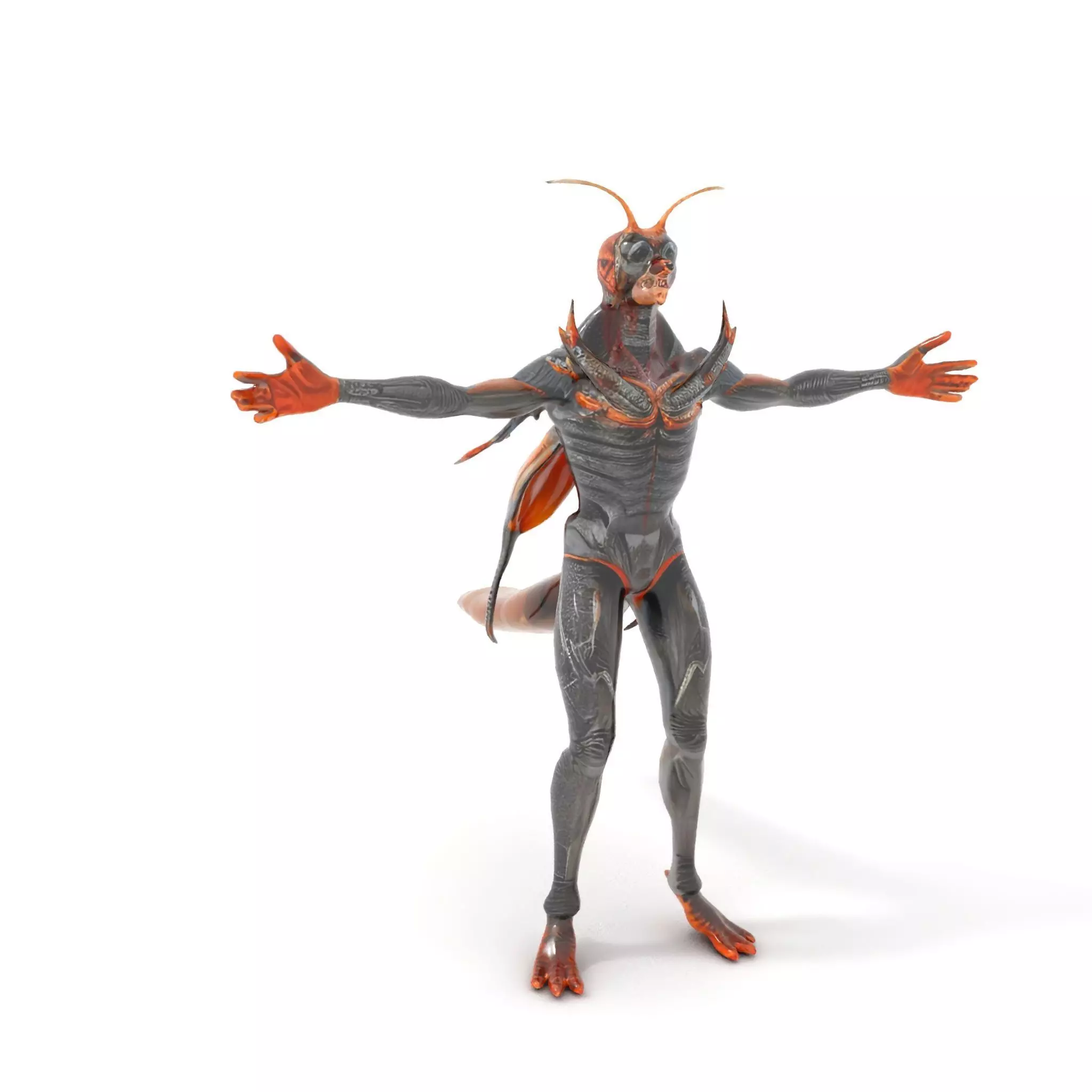 Insectoid Creature Model Pack with Textured Exoskeleton Low-poly 3D model_6