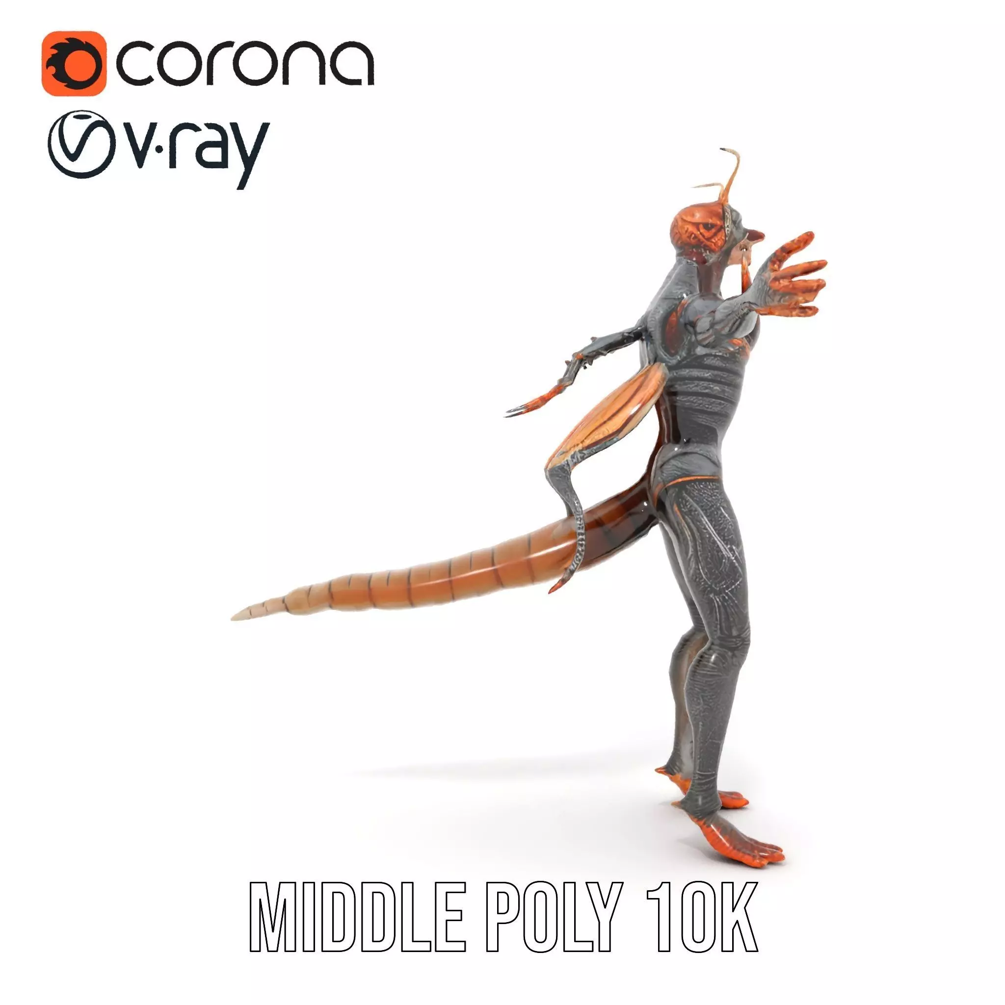 Insectoid Creature Model Pack with Textured Exoskeleton Low-poly 3D model_5