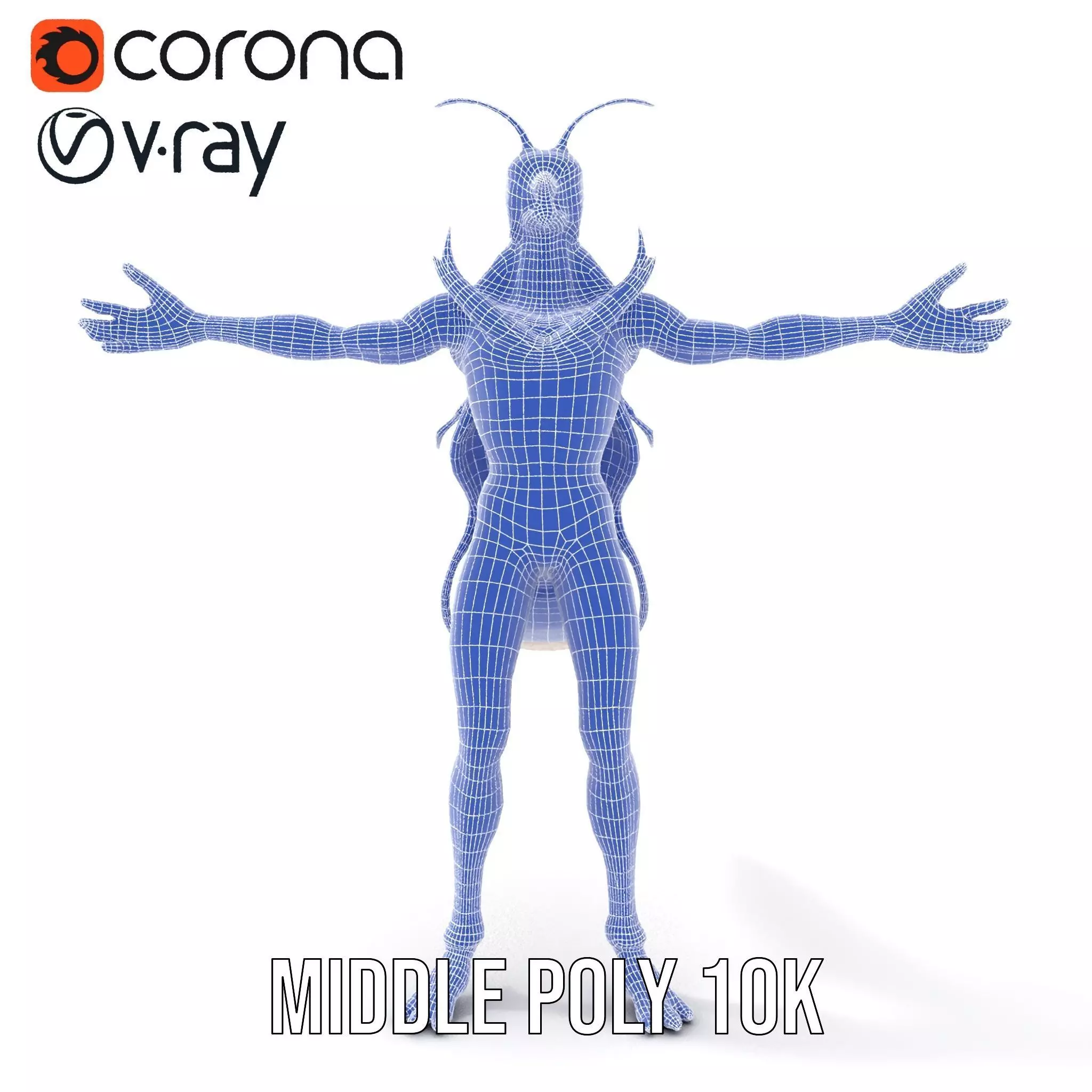 Insectoid Creature Model Pack with Textured Exoskeleton Low-poly 3D model_9