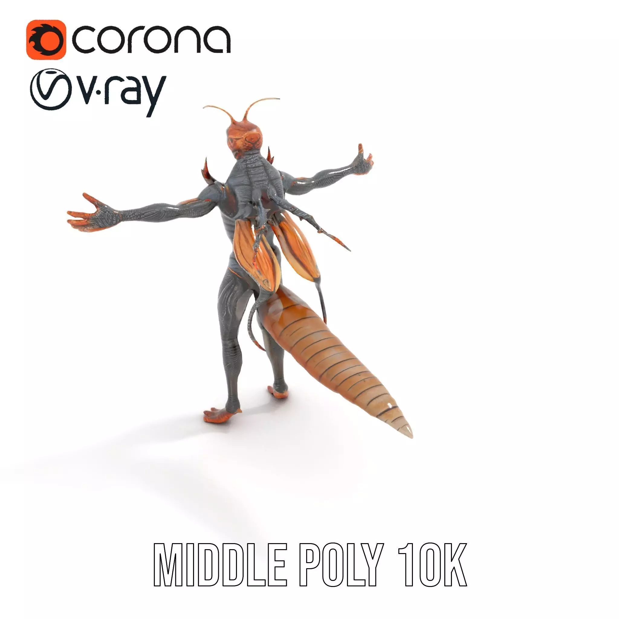 Insectoid Creature Model Pack with Textured Exoskeleton Low-poly 3D model_27