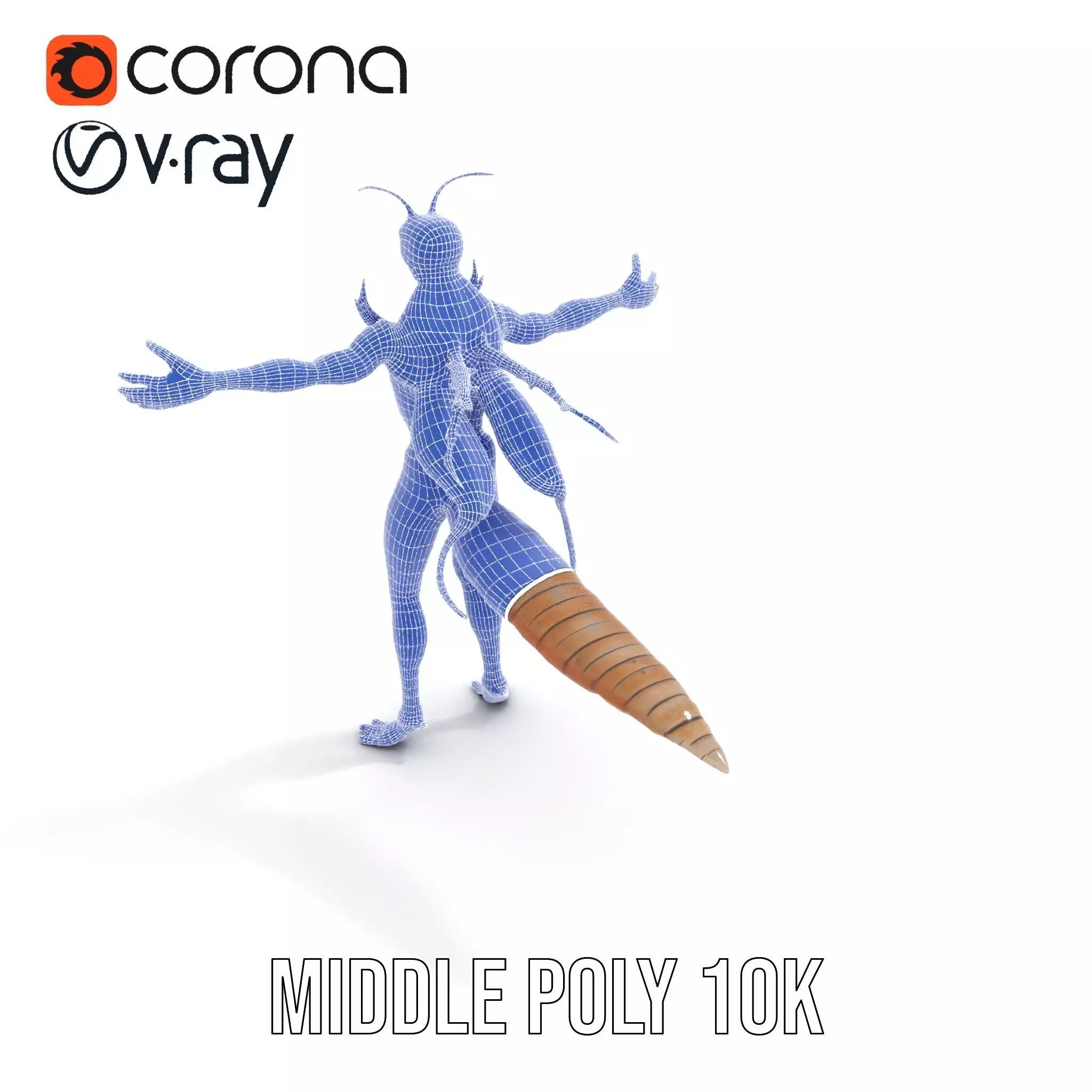 Insectoid Creature Model Pack with Textured Exoskeleton Low-poly 3D model_21