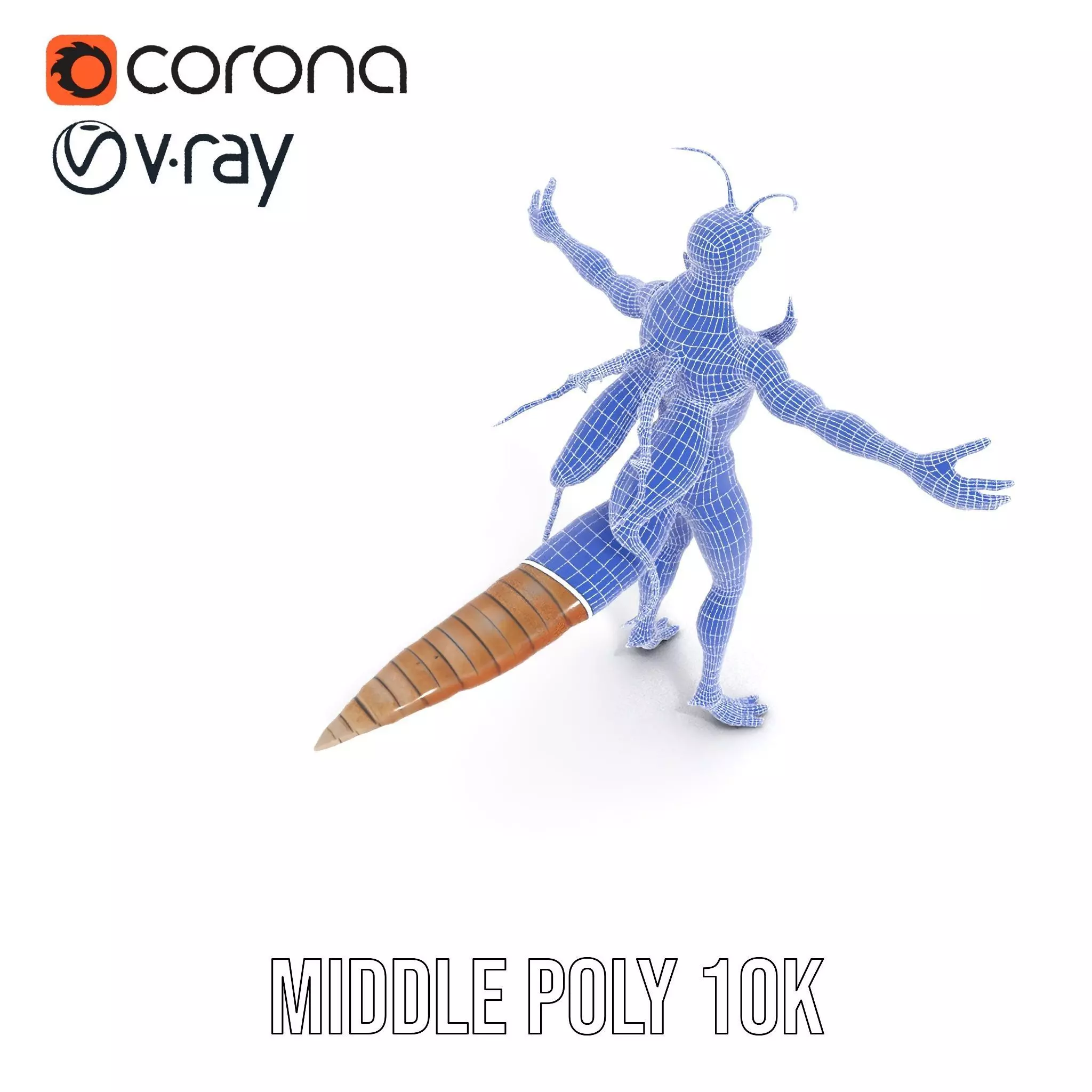 Insectoid Creature Model Pack with Textured Exoskeleton Low-poly 3D model_15