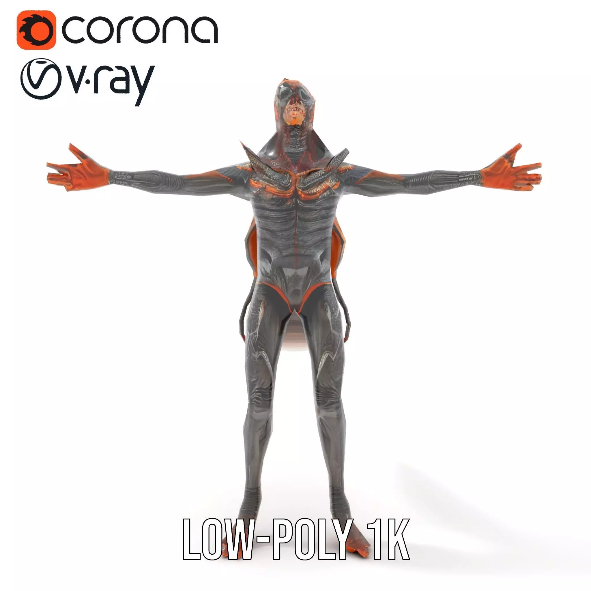 Insectoid Creature Model Pack with Textured Exoskeleton Low-poly 3D model_8