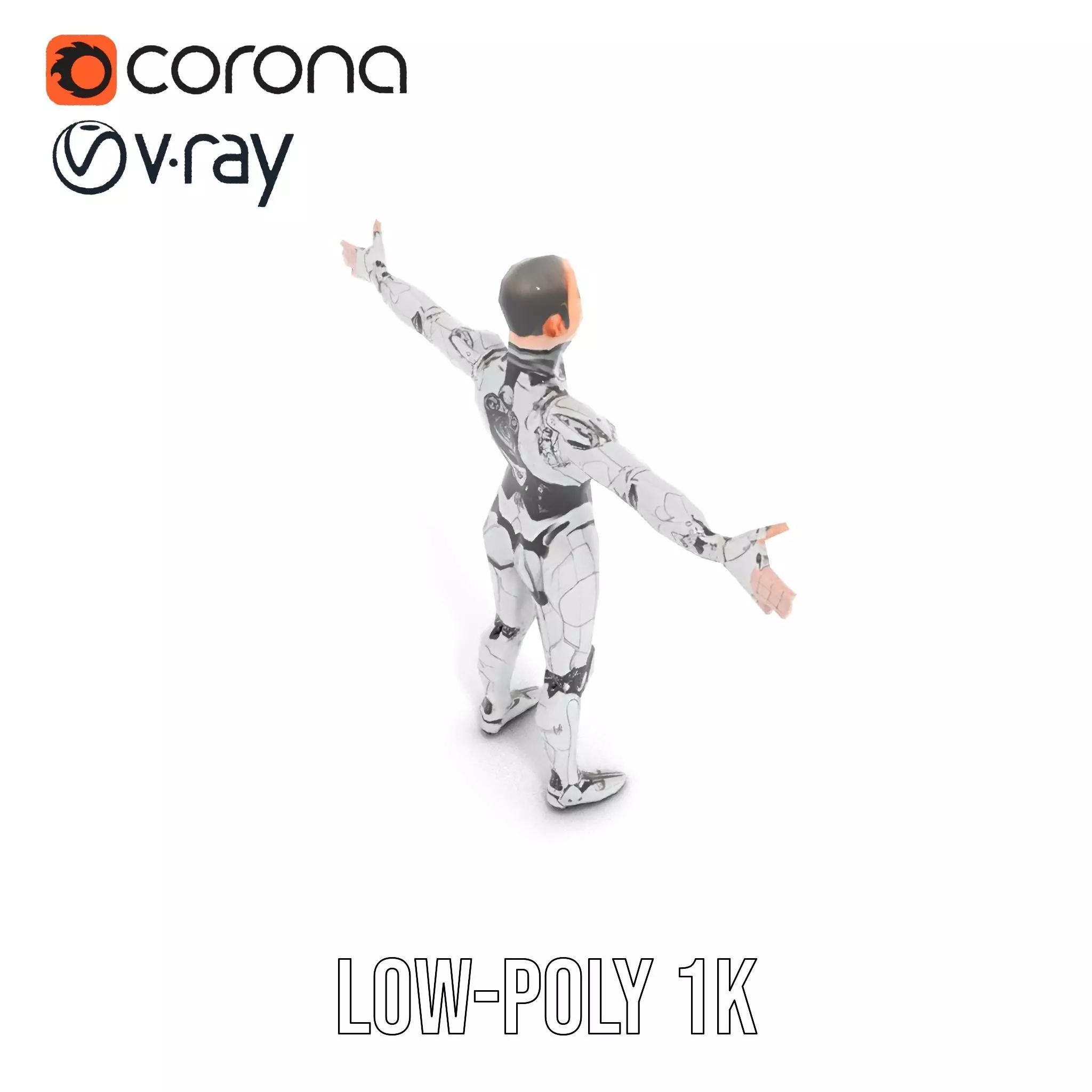 Futuristic Humanoid Robot Model Pack Low-poly 3D model_10