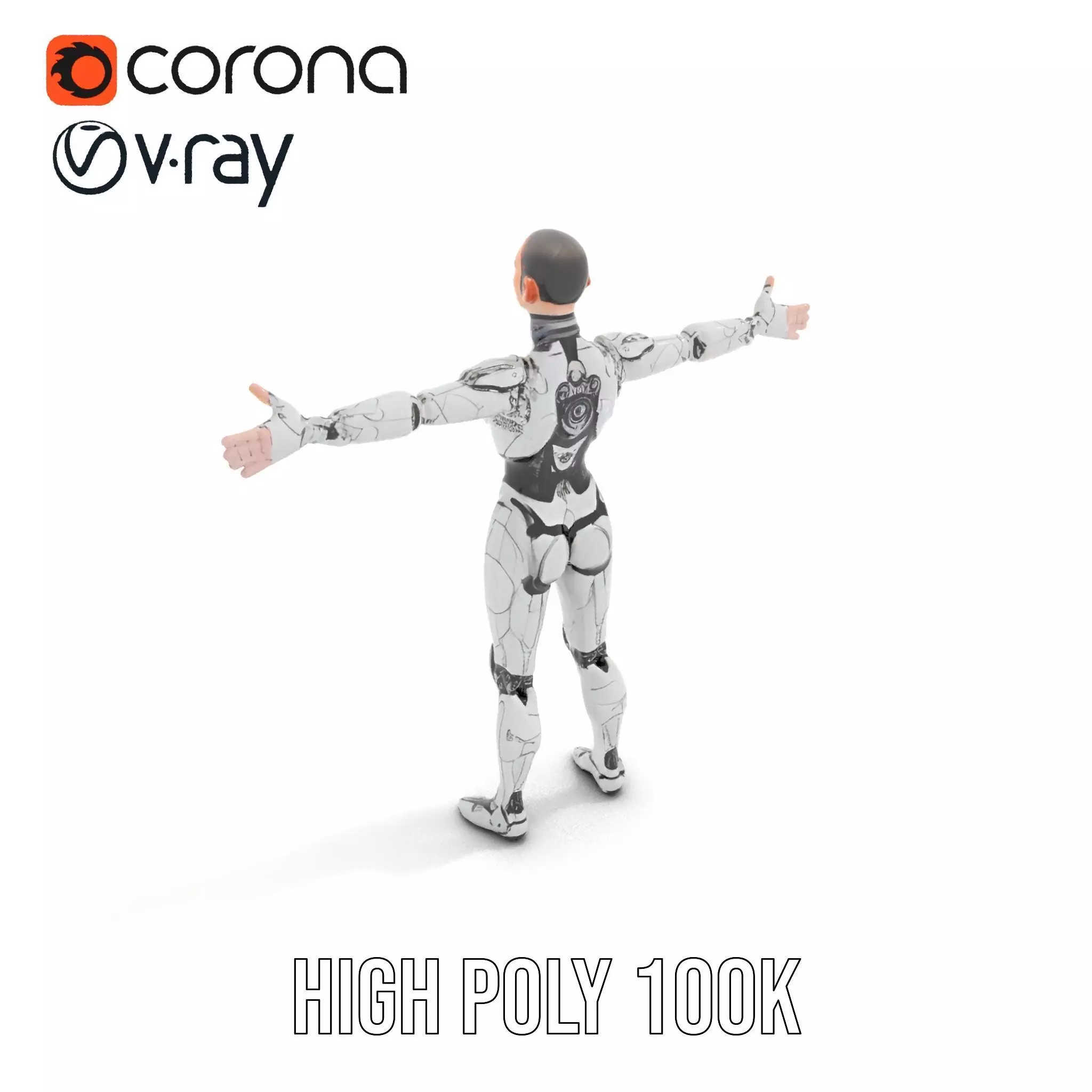 Futuristic Humanoid Robot Model Pack Low-poly 3D model_11