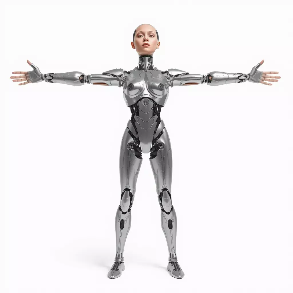 Futuristic Humanoid Robot Model Pack Low-poly 3D model_2