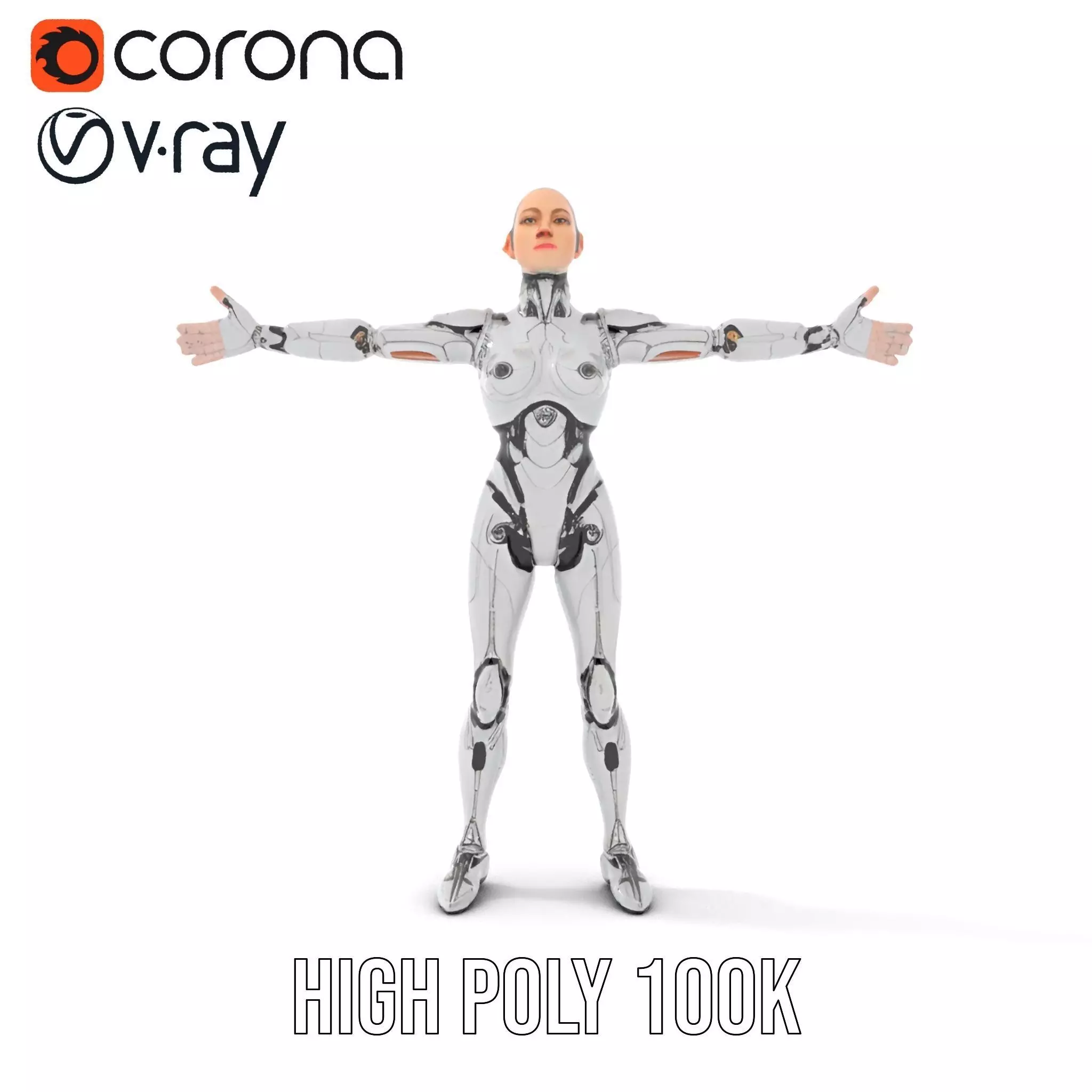 Futuristic Humanoid Robot Model Pack Low-poly 3D model_20