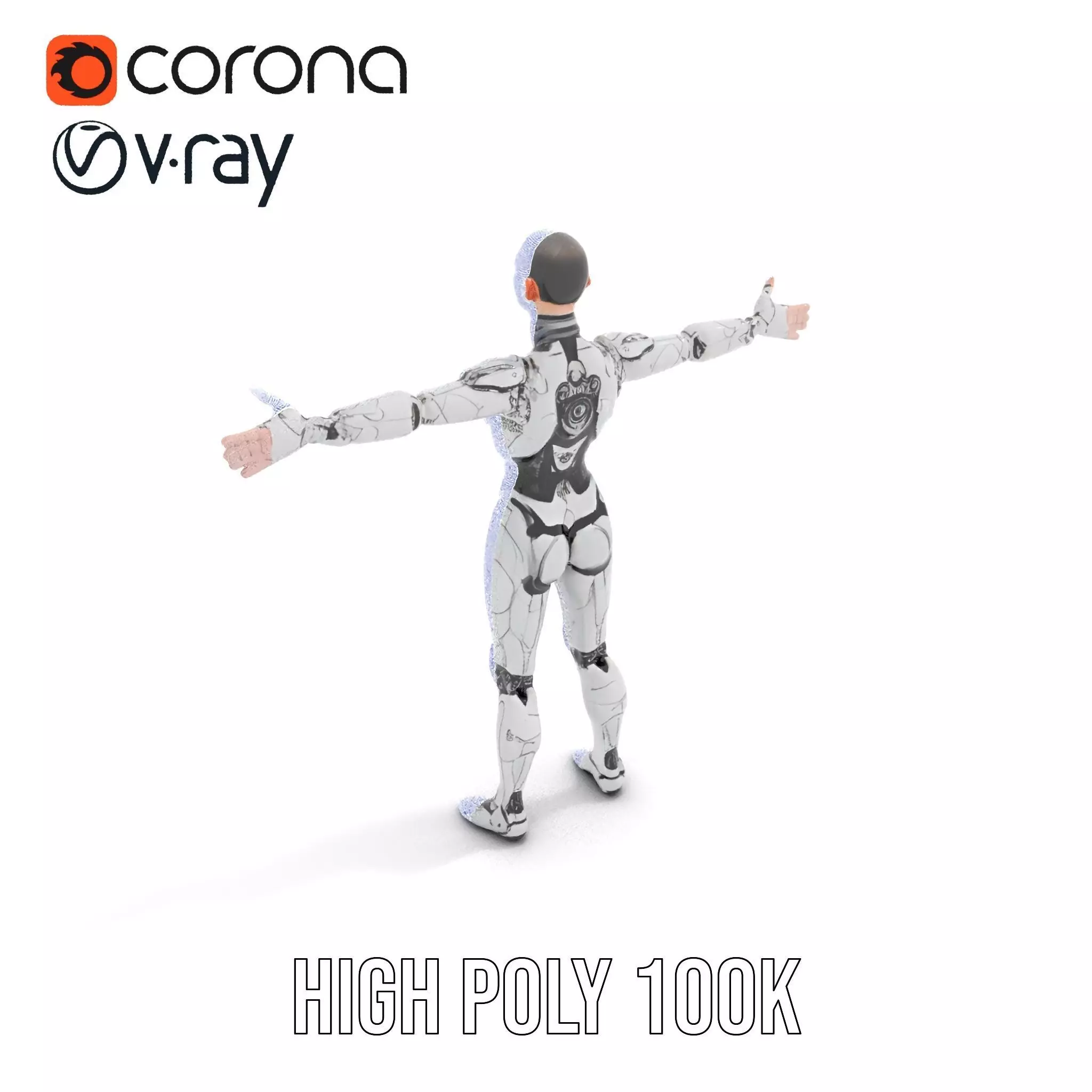 Futuristic Humanoid Robot Model Pack Low-poly 3D model_25
