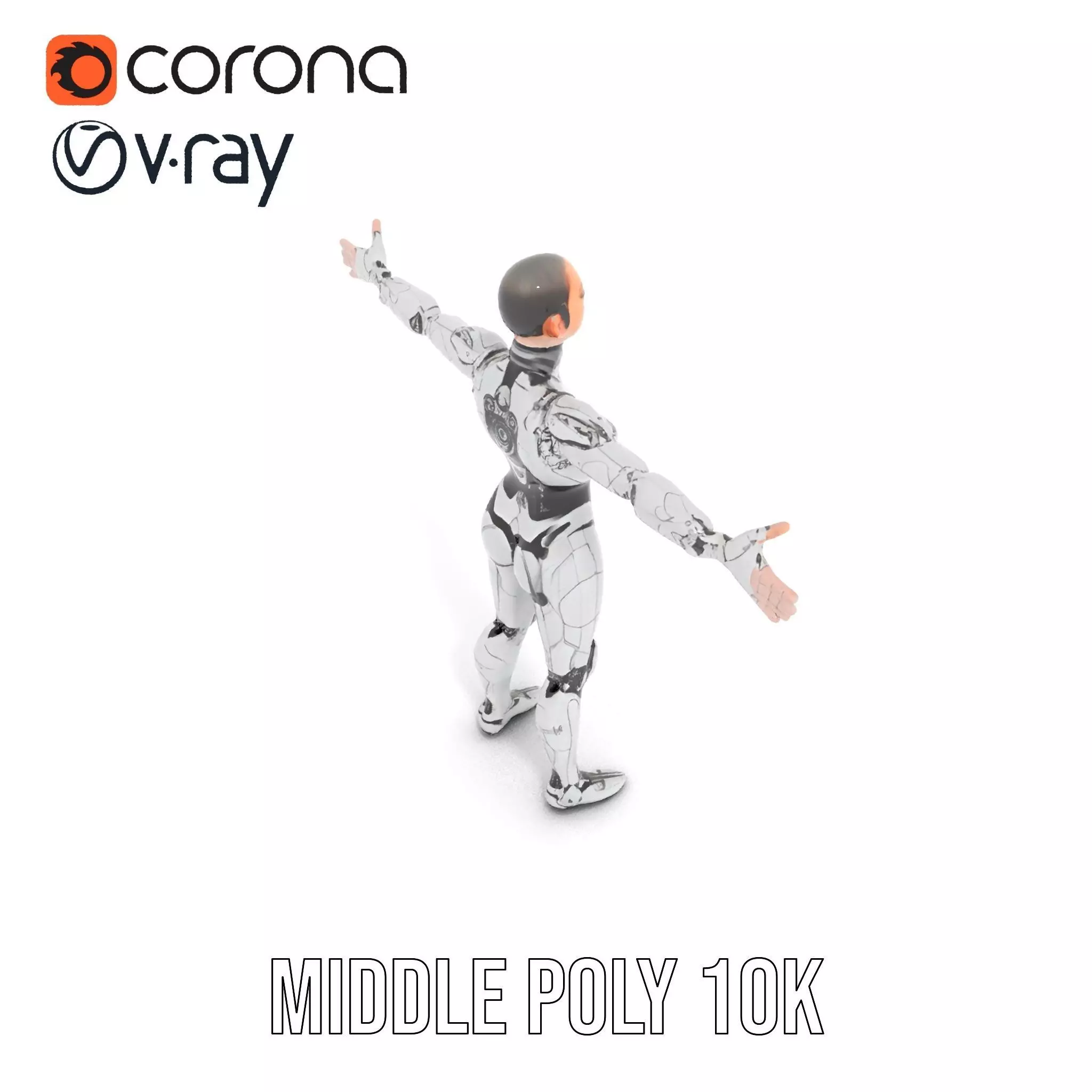Futuristic Humanoid Robot Model Pack Low-poly 3D model_9