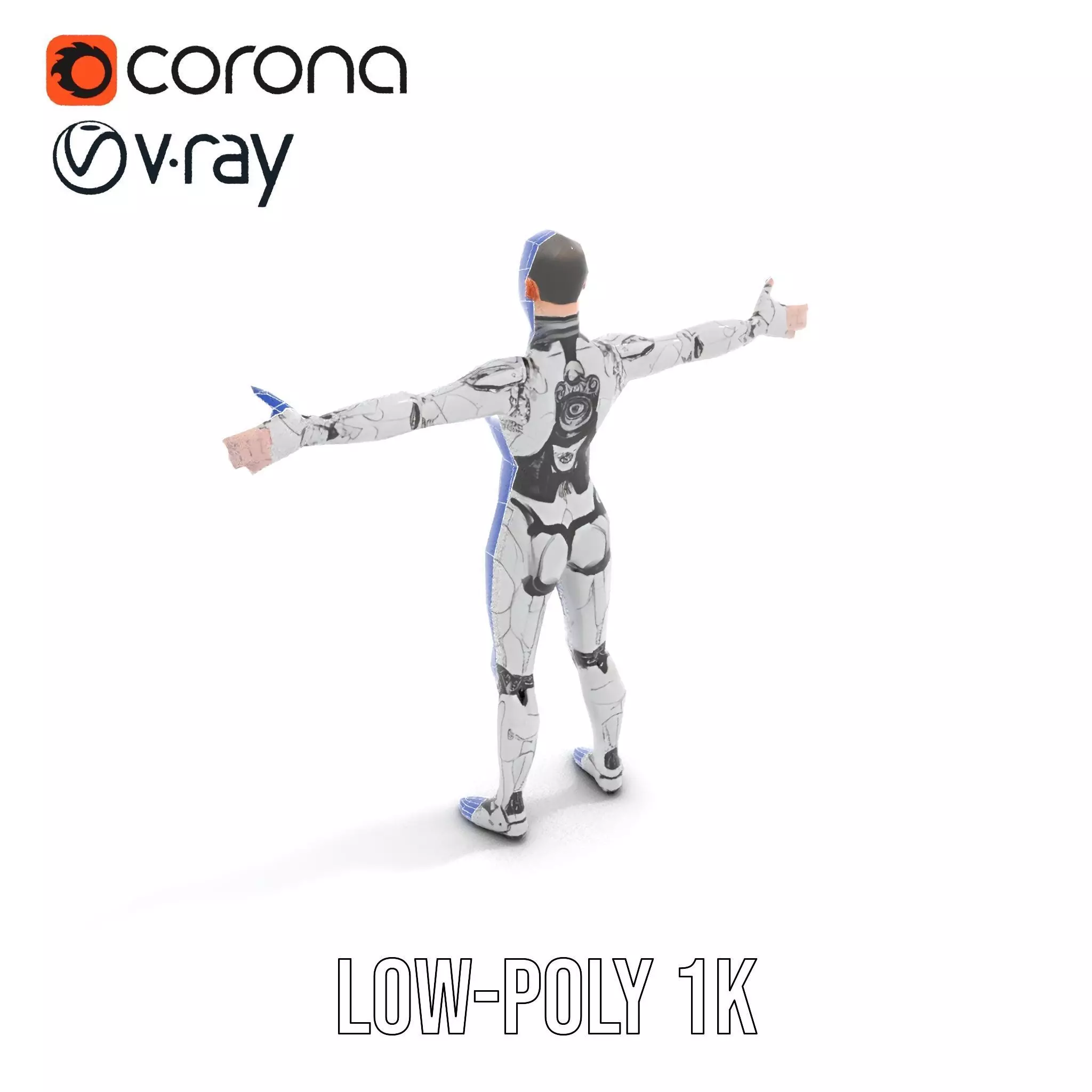 Futuristic Humanoid Robot Model Pack Low-poly 3D model_7