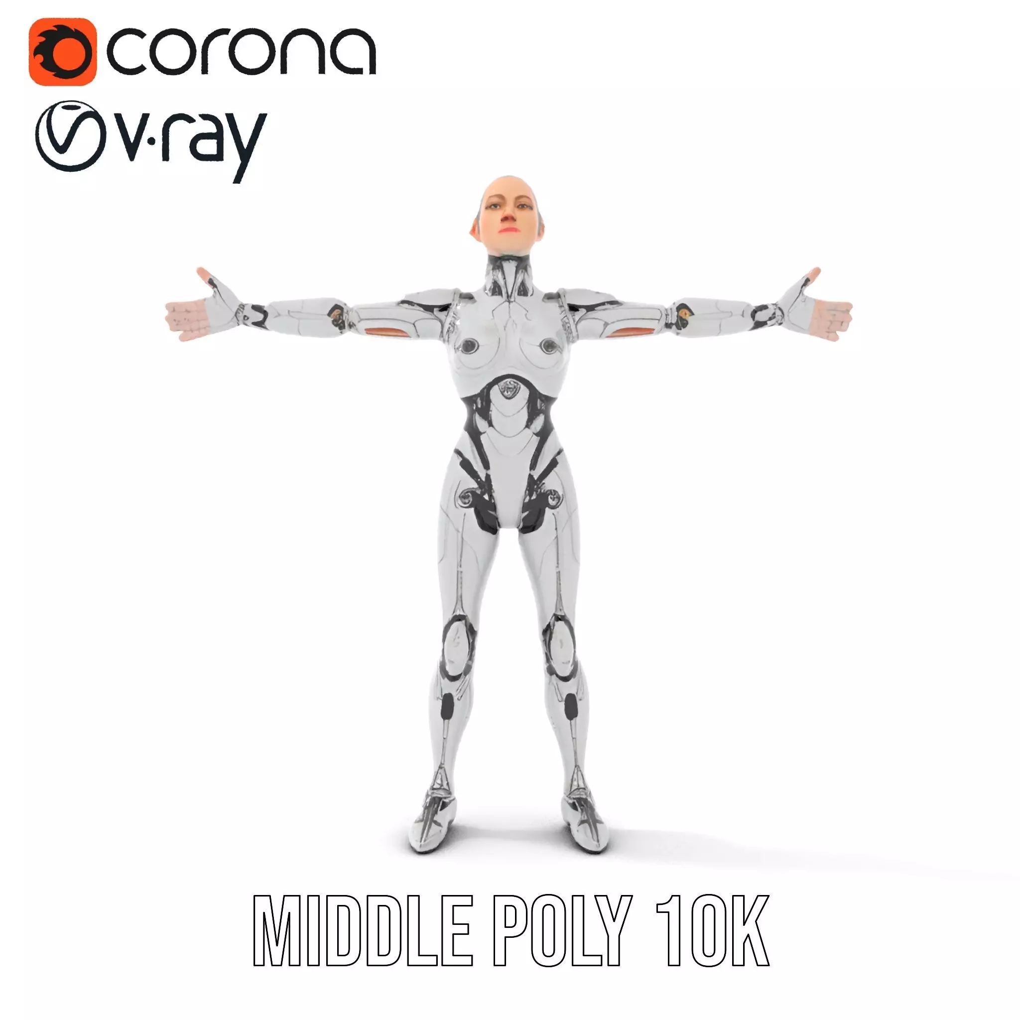 Futuristic Humanoid Robot Model Pack Low-poly 3D model_15