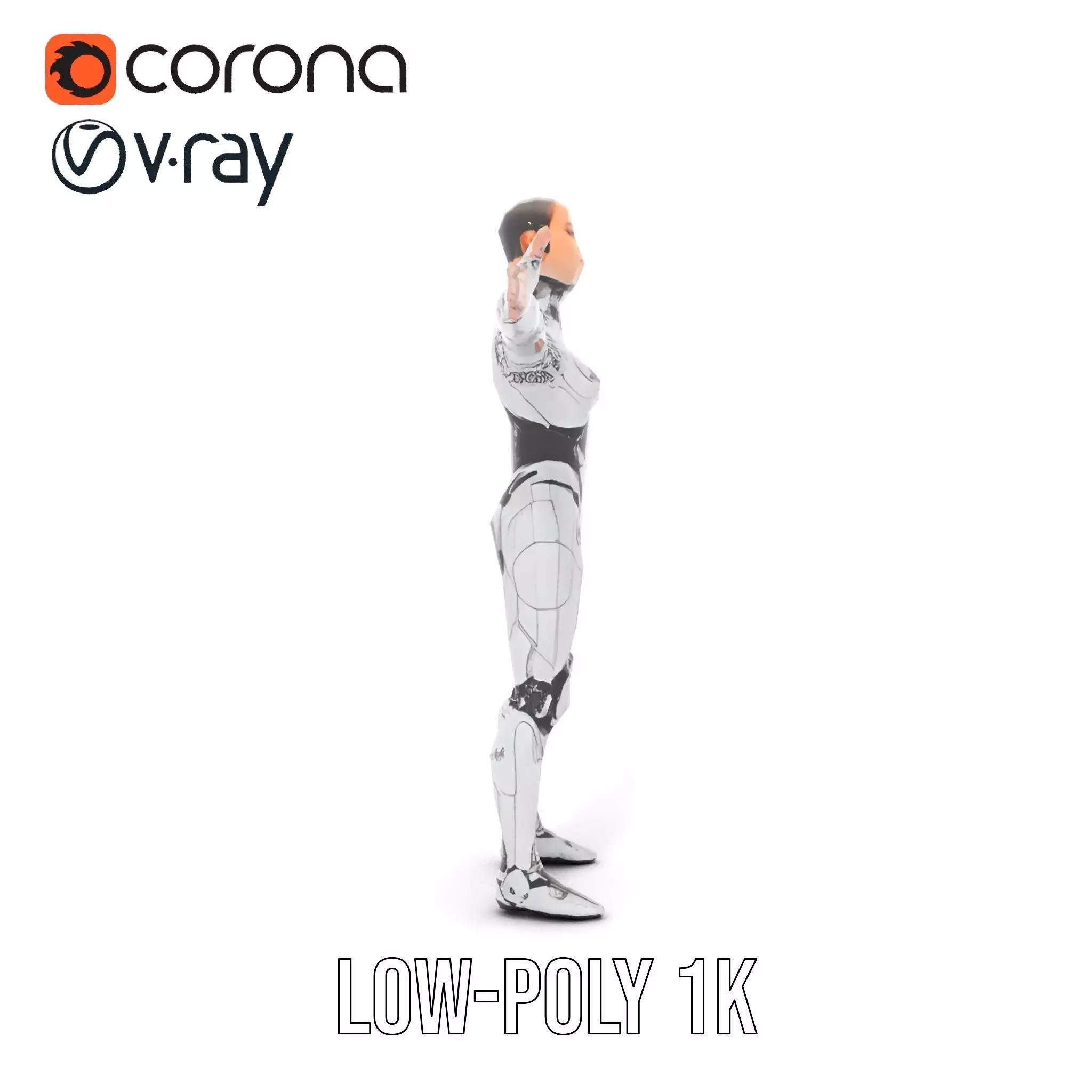 Futuristic Humanoid Robot Model Pack Low-poly 3D model_27