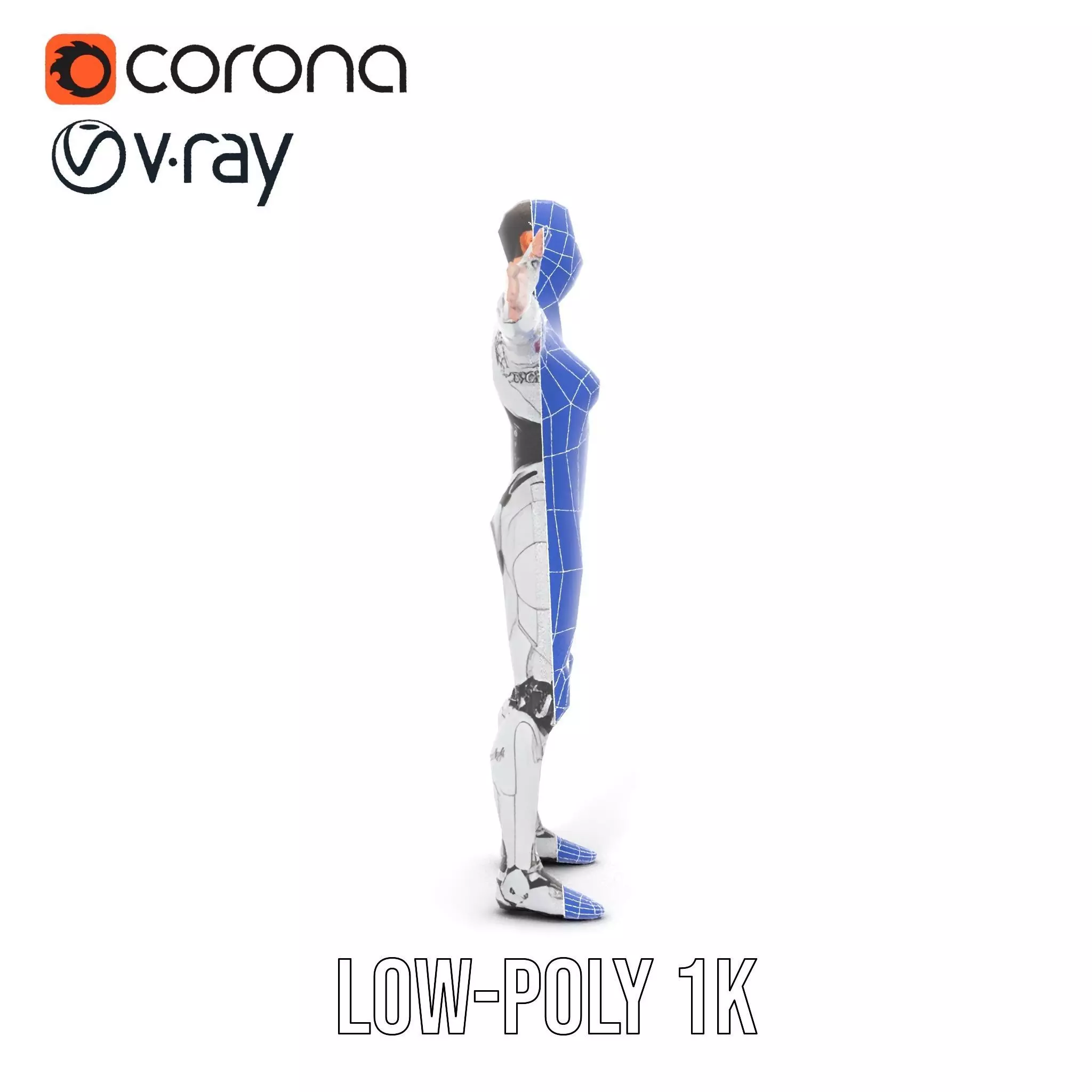 Futuristic Humanoid Robot Model Pack Low-poly 3D model_19