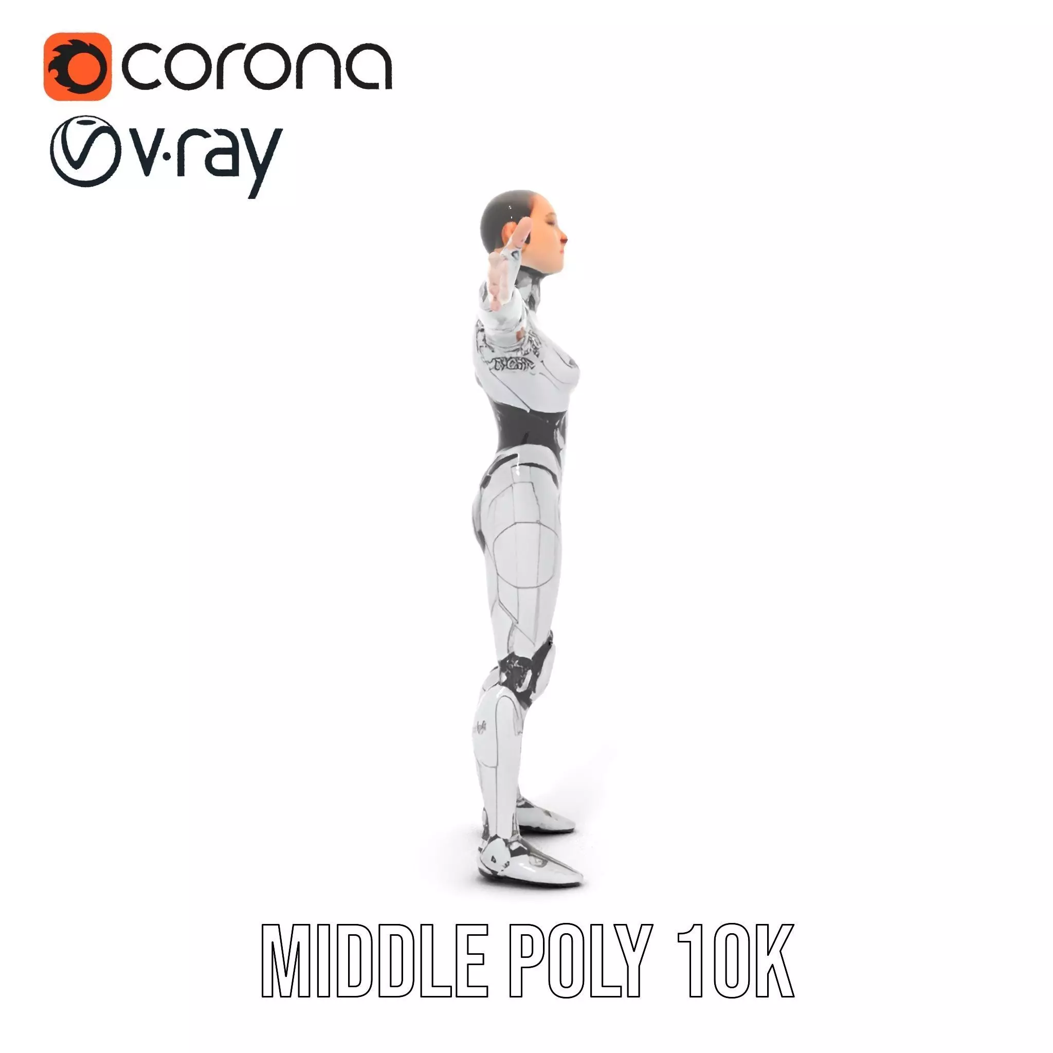 Futuristic Humanoid Robot Model Pack Low-poly 3D model_12