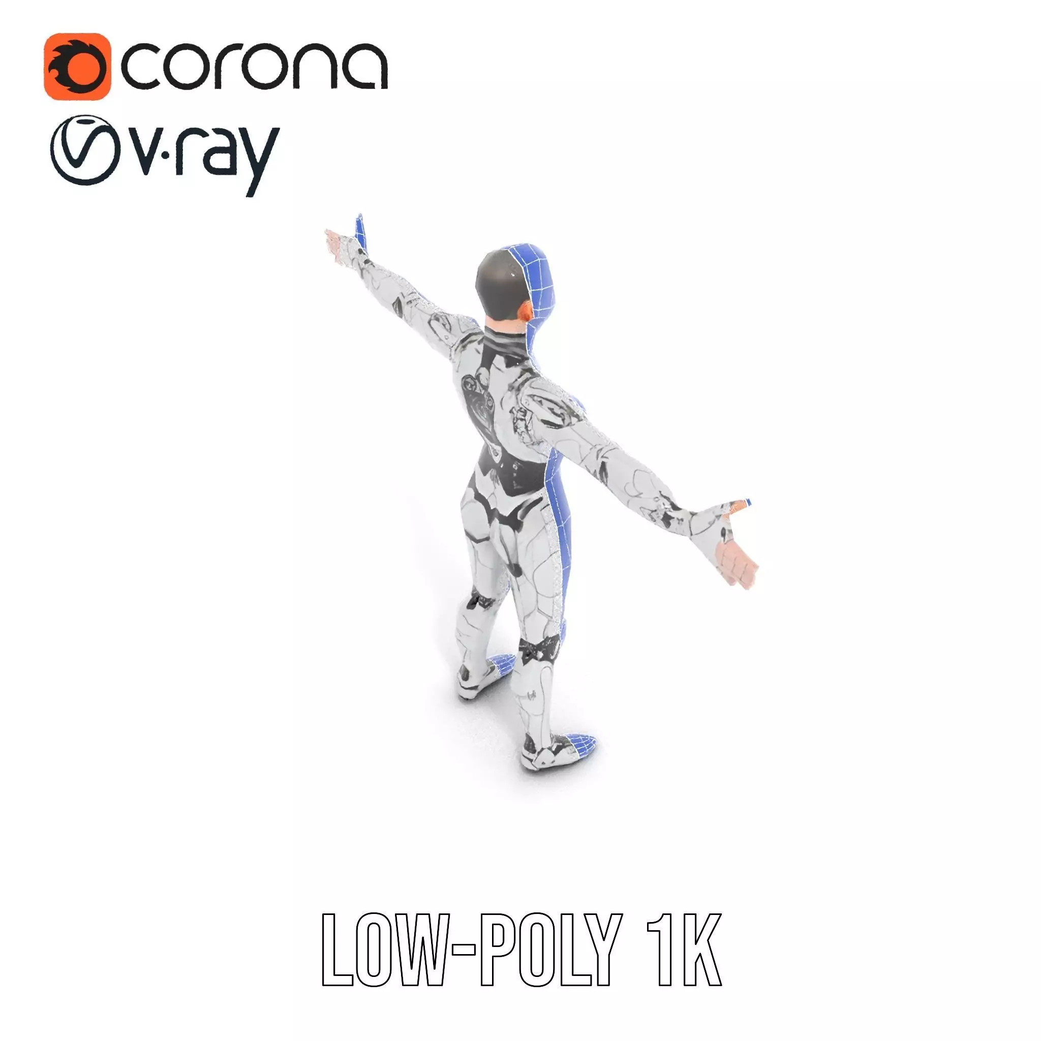 Futuristic Humanoid Robot Model Pack Low-poly 3D model_30