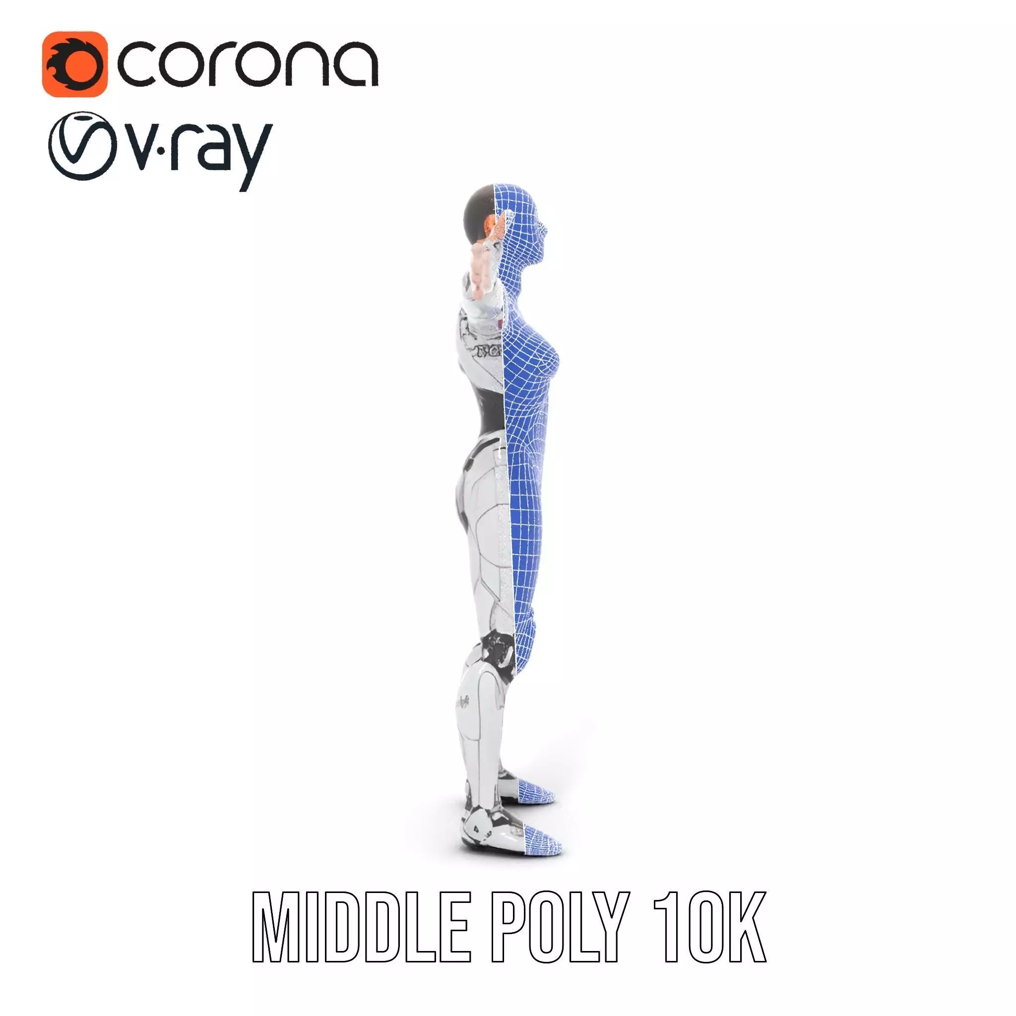 Futuristic Humanoid Robot Model Pack Low-poly 3D model_26