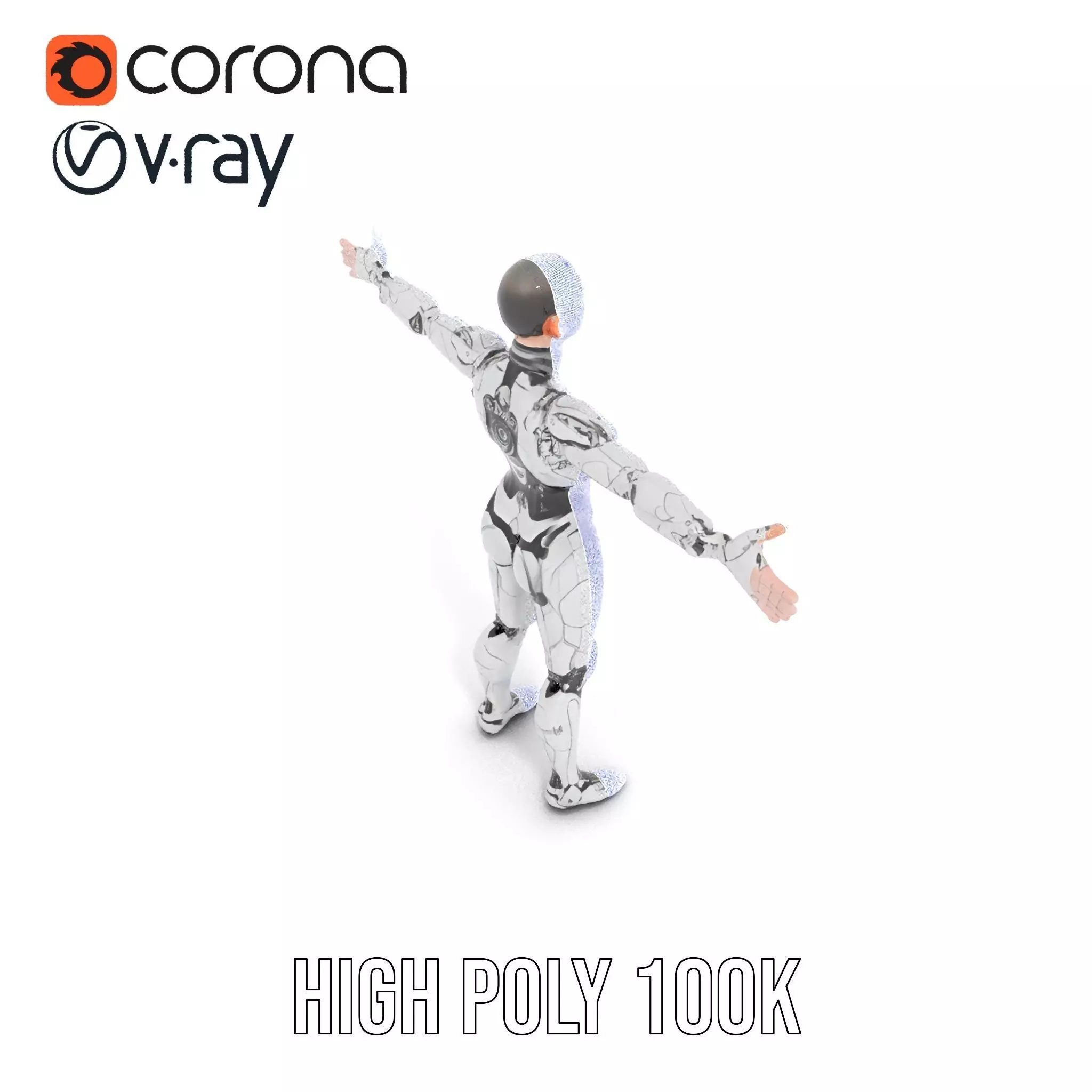 Futuristic Humanoid Robot Model Pack Low-poly 3D model_28