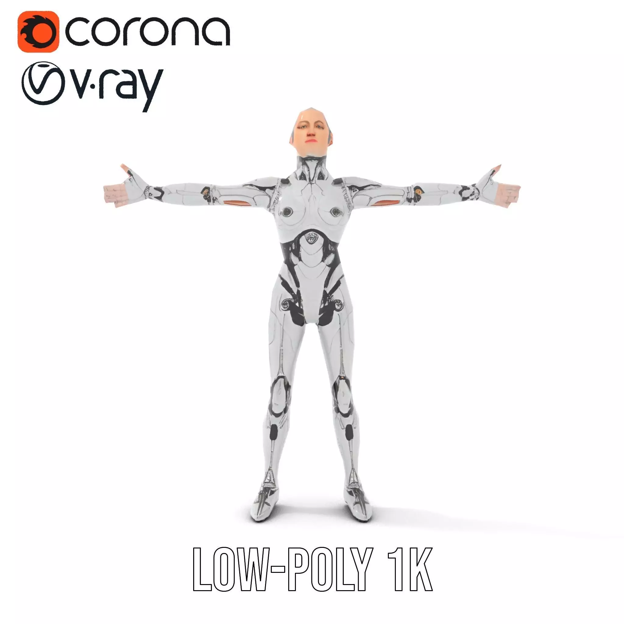 Futuristic Humanoid Robot Model Pack Low-poly 3D model_16