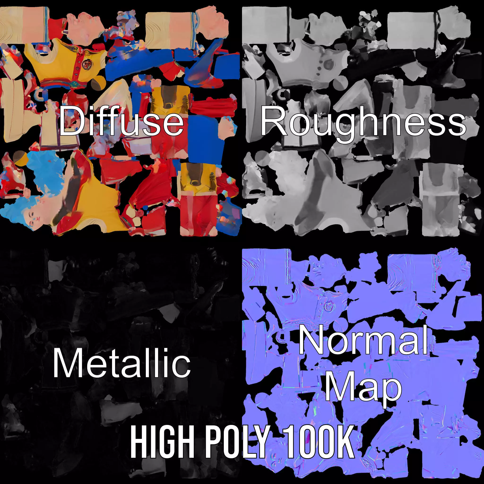 Colorful AnimeInspired Character Model Pack Low-poly 3D model_3