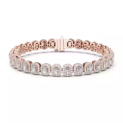 Radiant Cut Halo Round Diamond Bracelet Woman 3DM STL Video