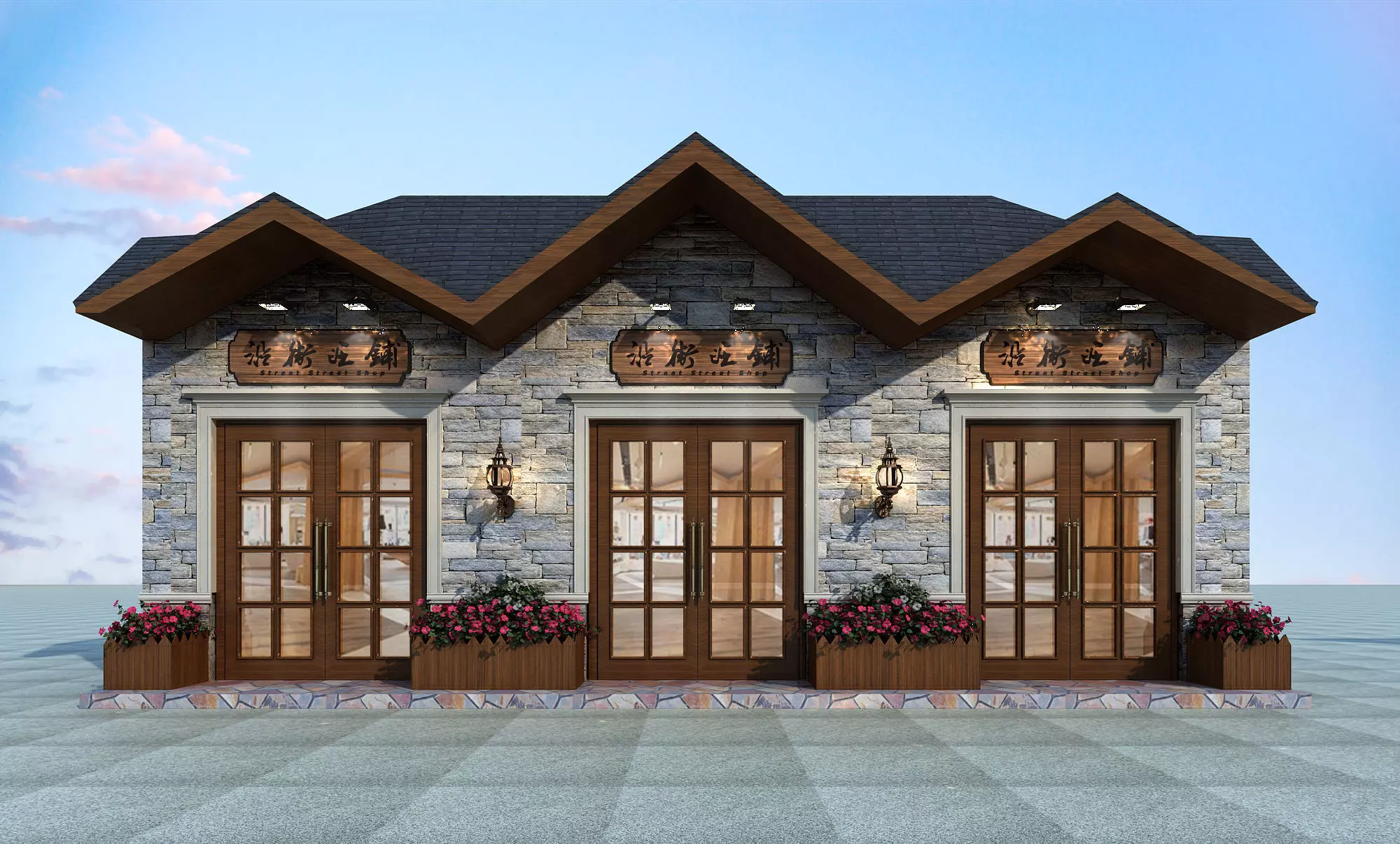 Street-front stores 3D model