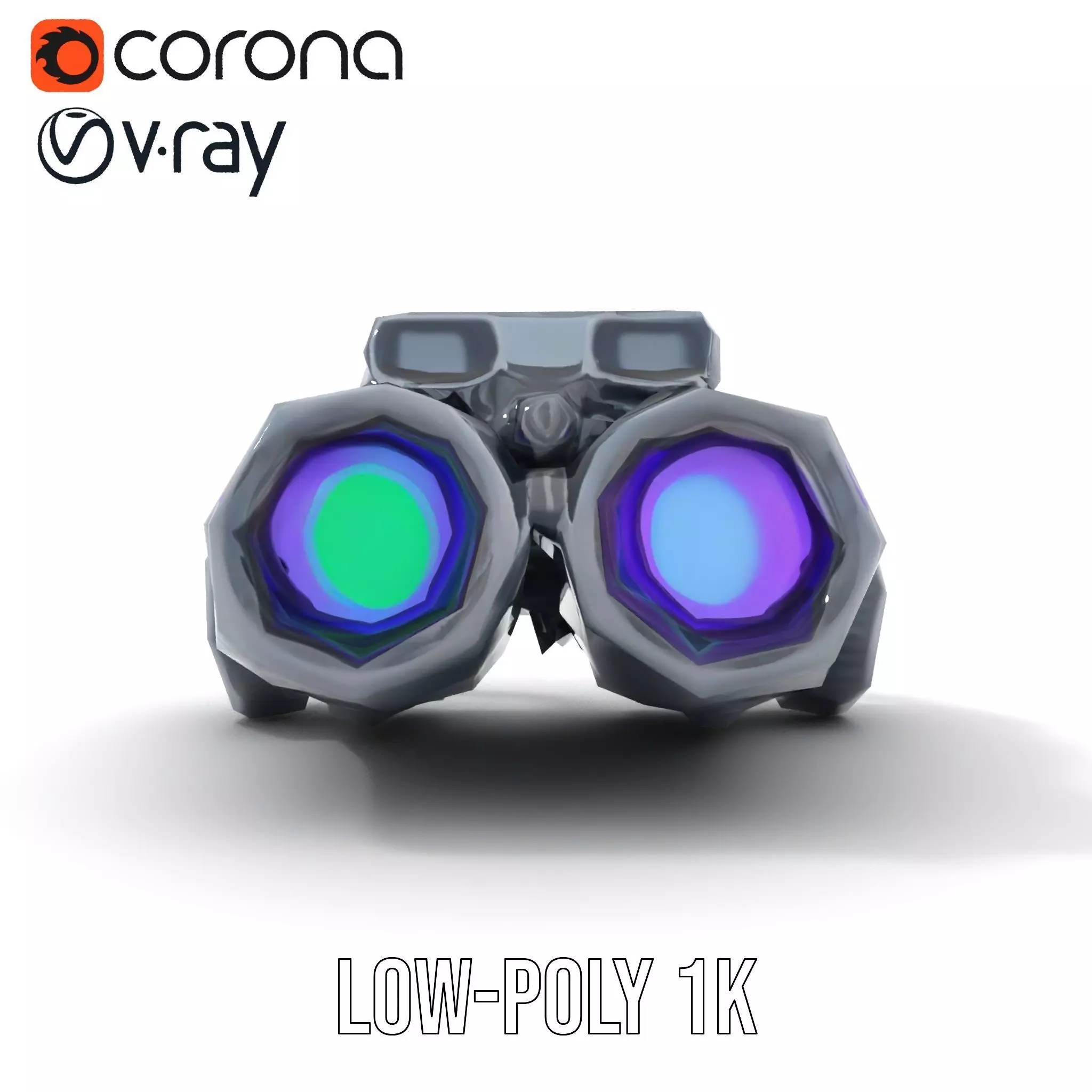 Tactical Binoculars Model Pack with Detailed Optics Low-poly 3D model_7