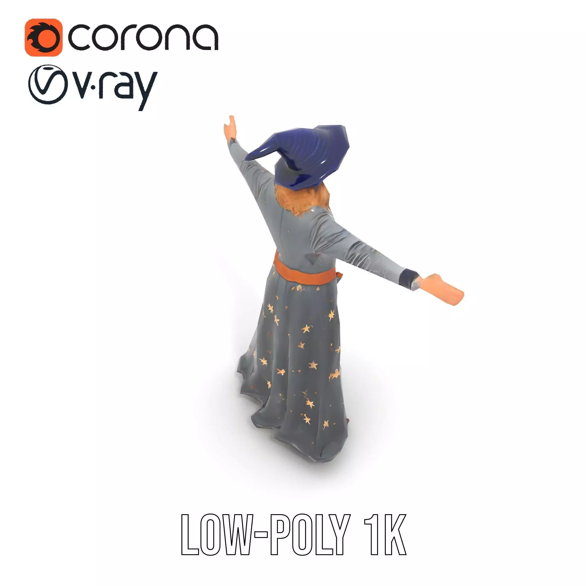 Wizard Character Outfit with Star Pattern Model Pack Low-poly 3D model_19