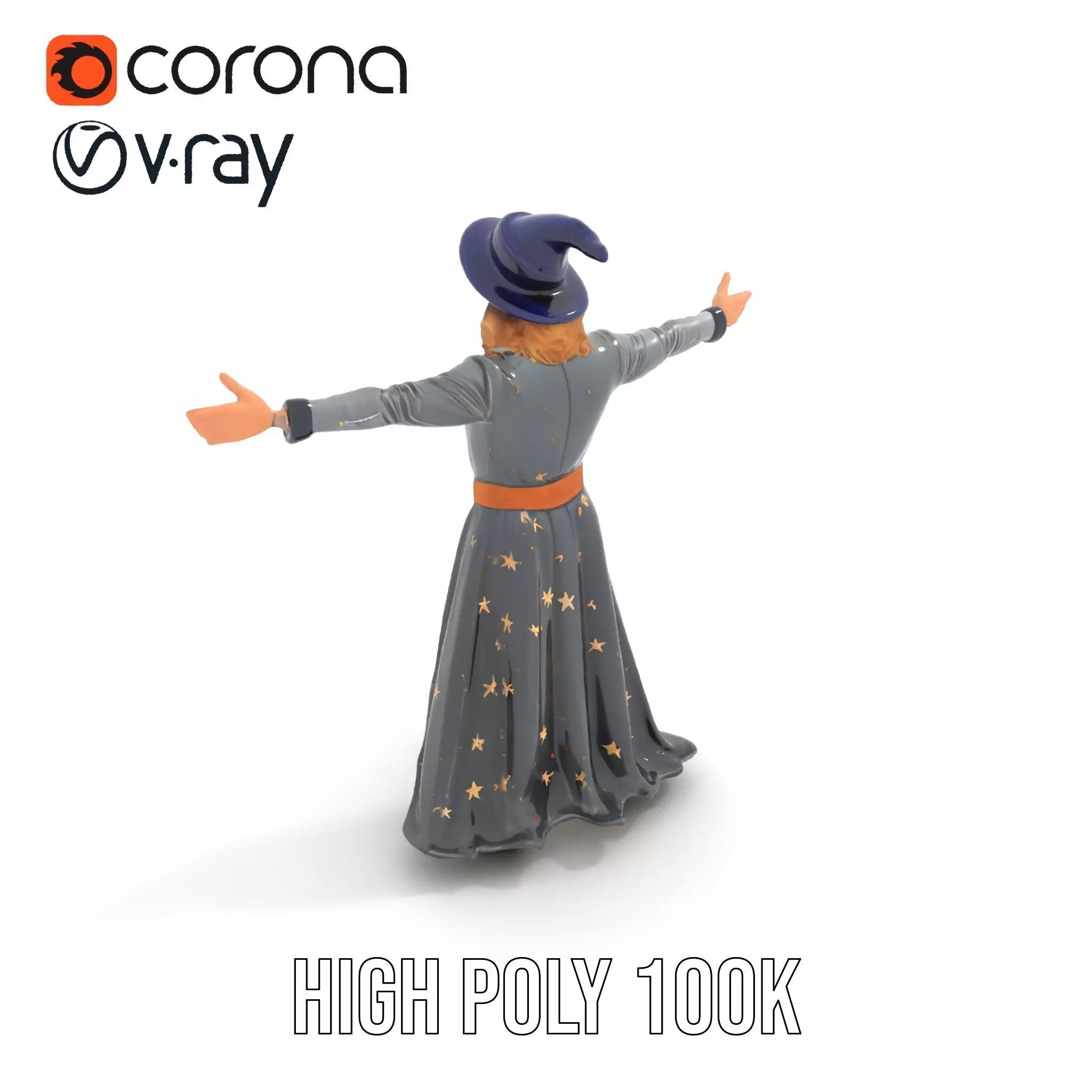 Wizard Character Outfit with Star Pattern Model Pack Low-poly 3D model_20