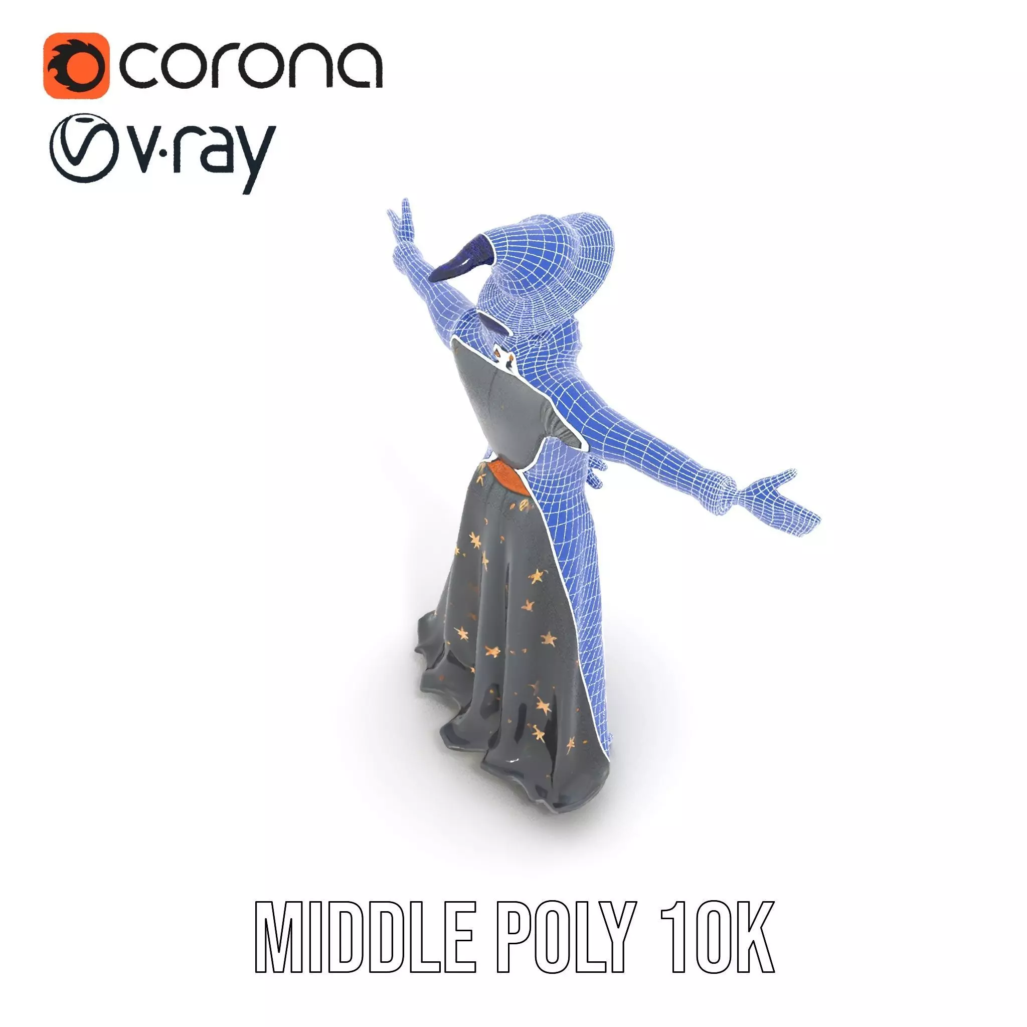 Wizard Character Outfit with Star Pattern Model Pack Low-poly 3D model_21
