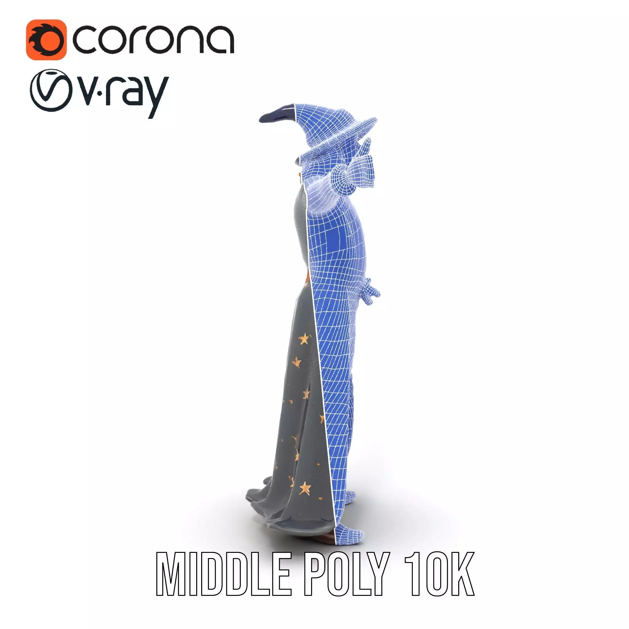 Wizard Character Outfit with Star Pattern Model Pack Low-poly 3D model_29