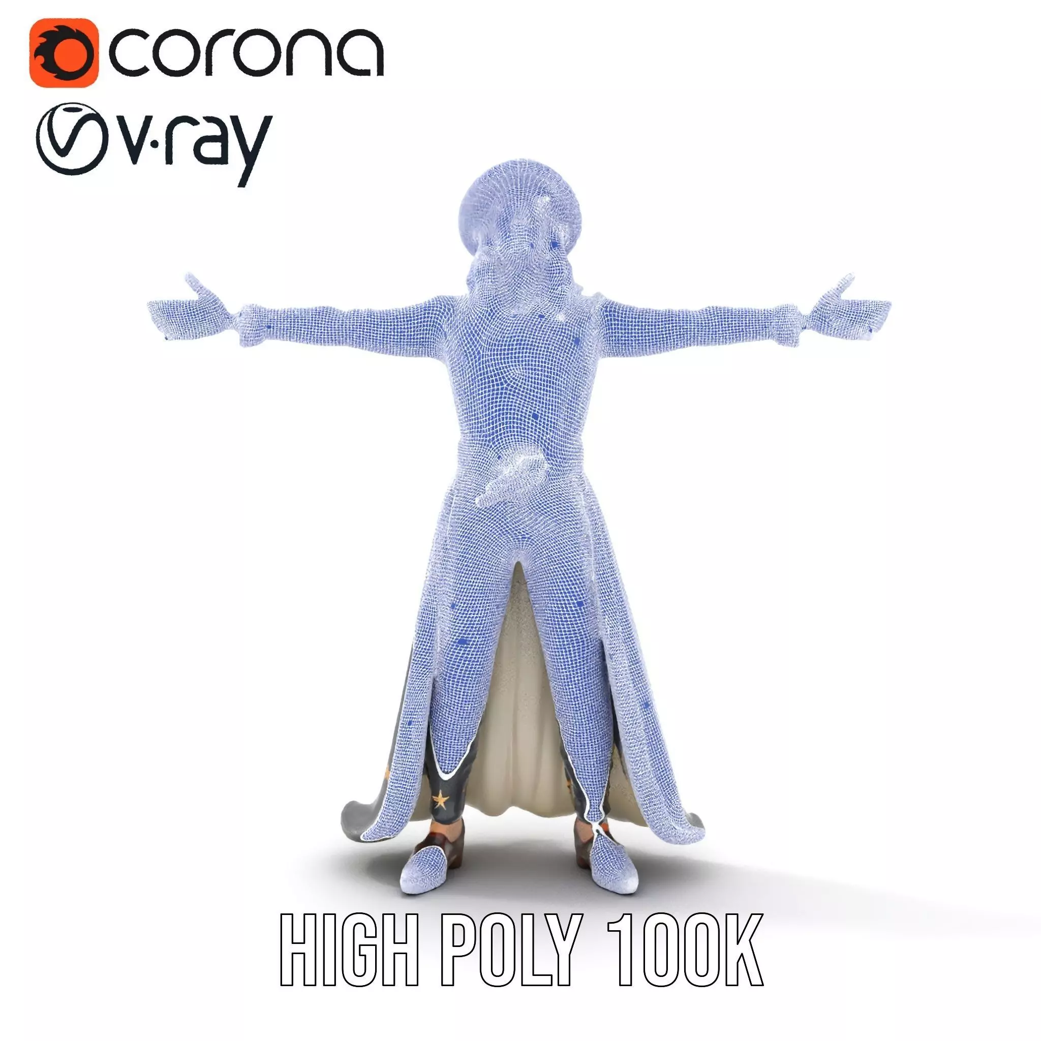 Wizard Character Outfit with Star Pattern Model Pack Low-poly 3D model_33