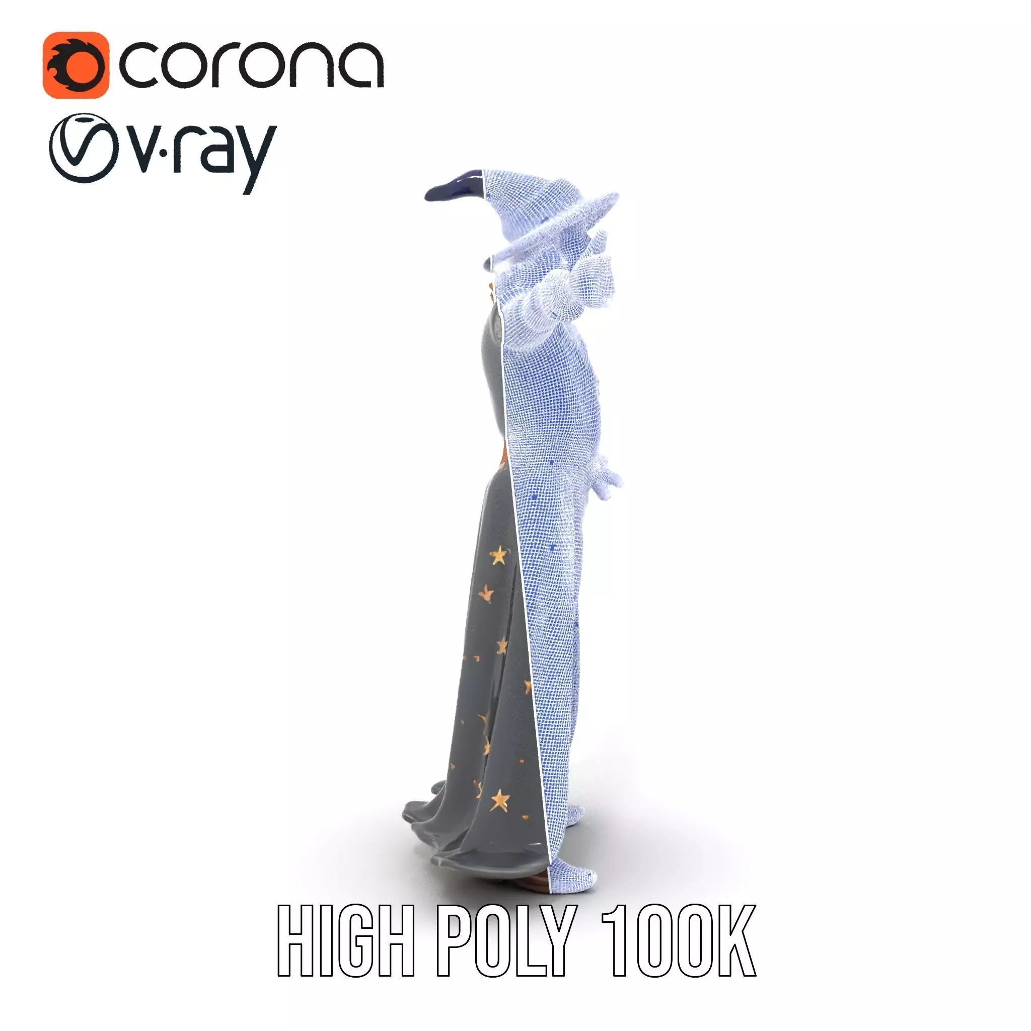 Wizard Character Outfit with Star Pattern Model Pack Low-poly 3D model_34