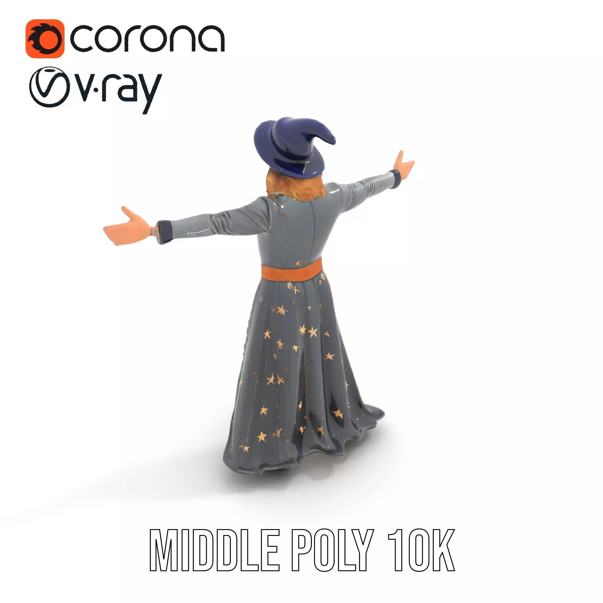 Wizard Character Outfit with Star Pattern Model Pack Low-poly 3D model_5