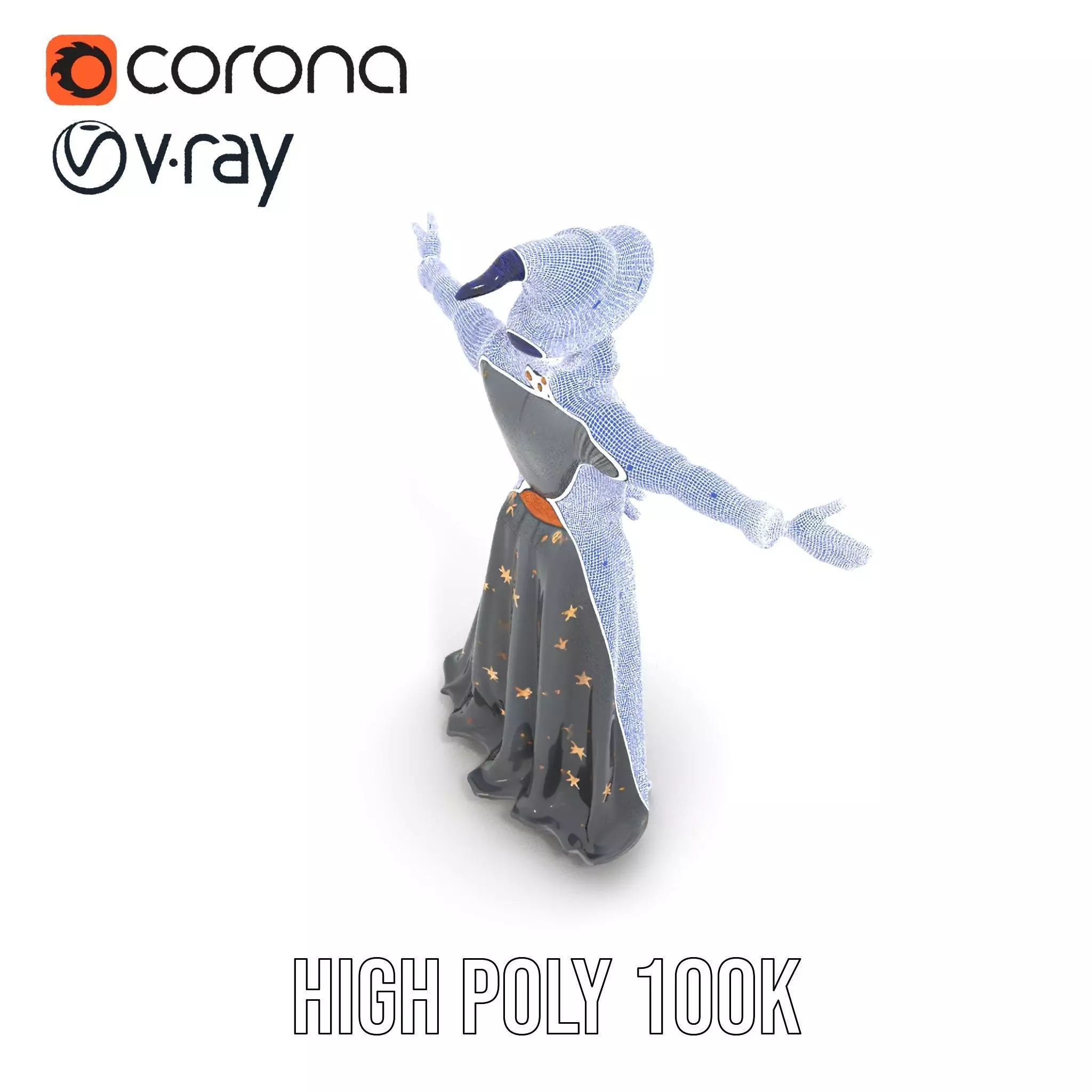 Wizard Character Outfit with Star Pattern Model Pack Low-poly 3D model_28