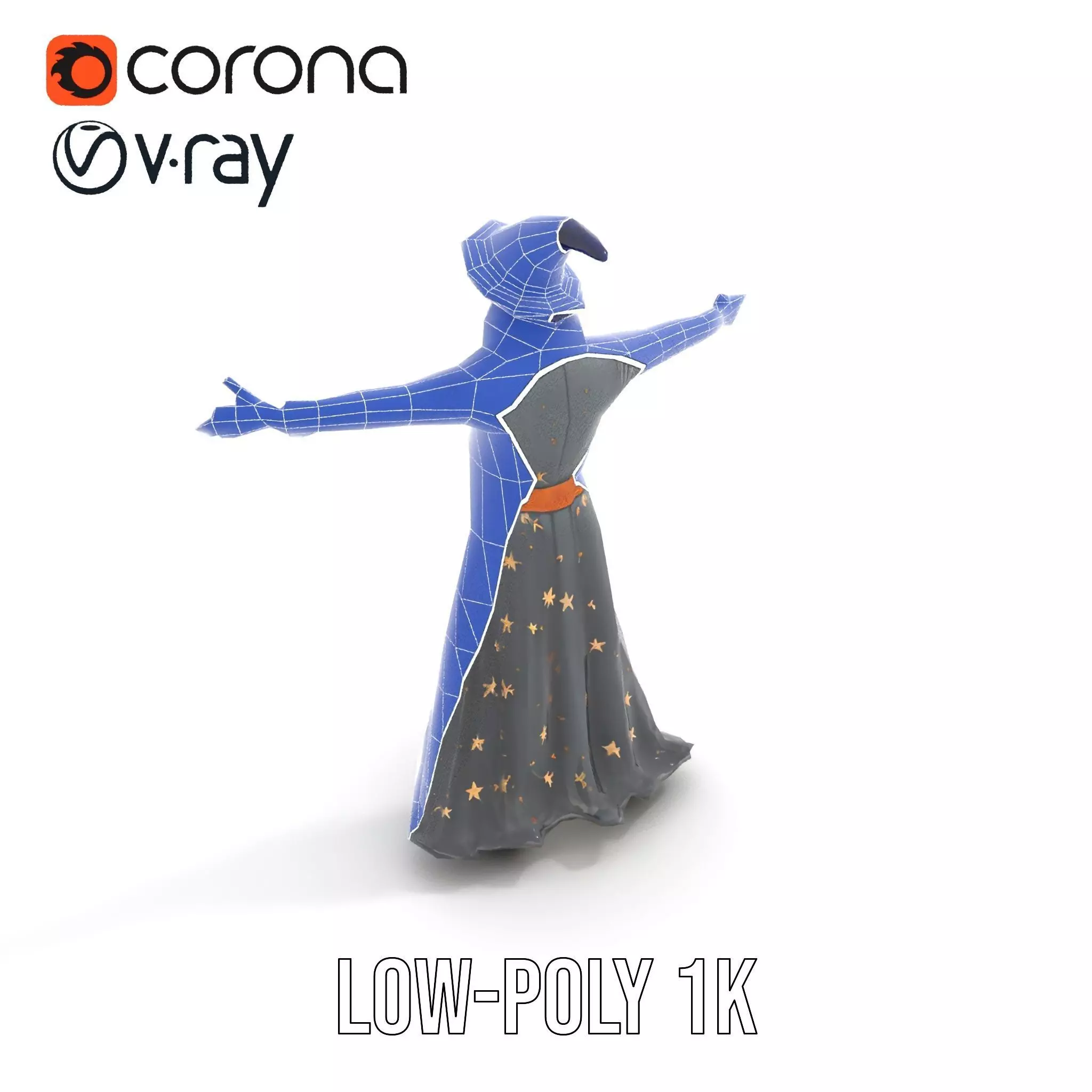 Wizard Character Outfit with Star Pattern Model Pack Low-poly 3D model_30