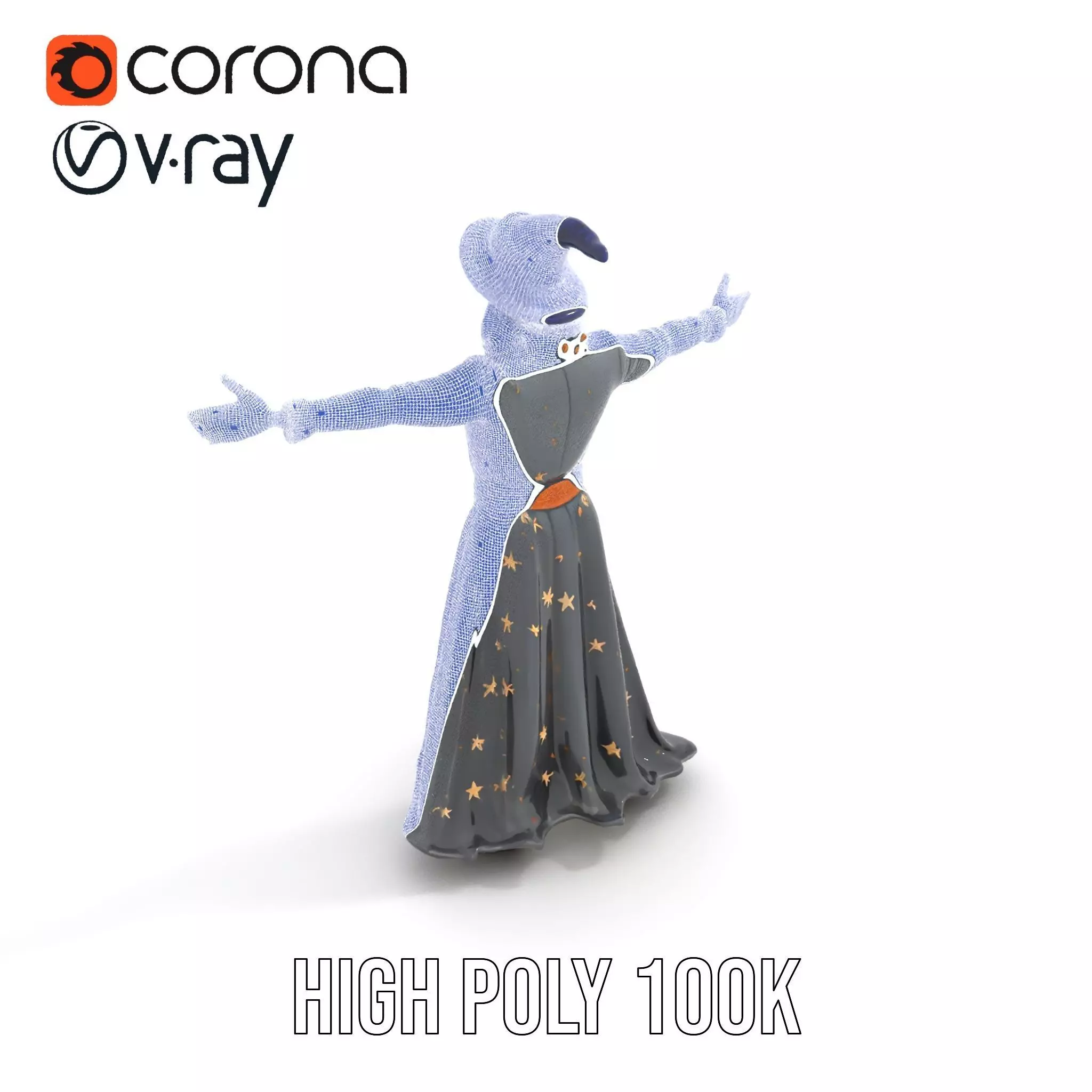 Wizard Character Outfit with Star Pattern Model Pack Low-poly 3D model_32