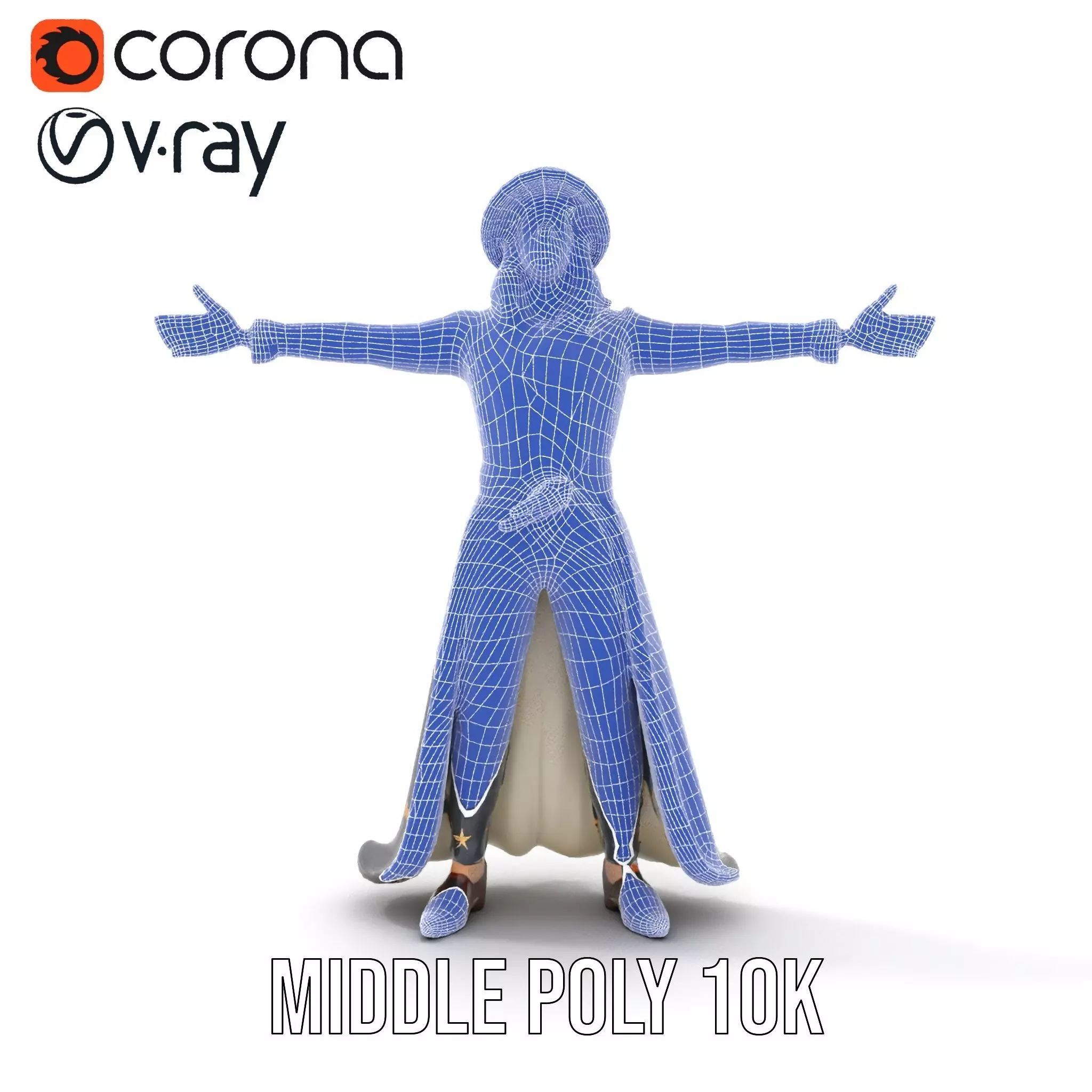 Wizard Character Outfit with Star Pattern Model Pack Low-poly 3D model_15
