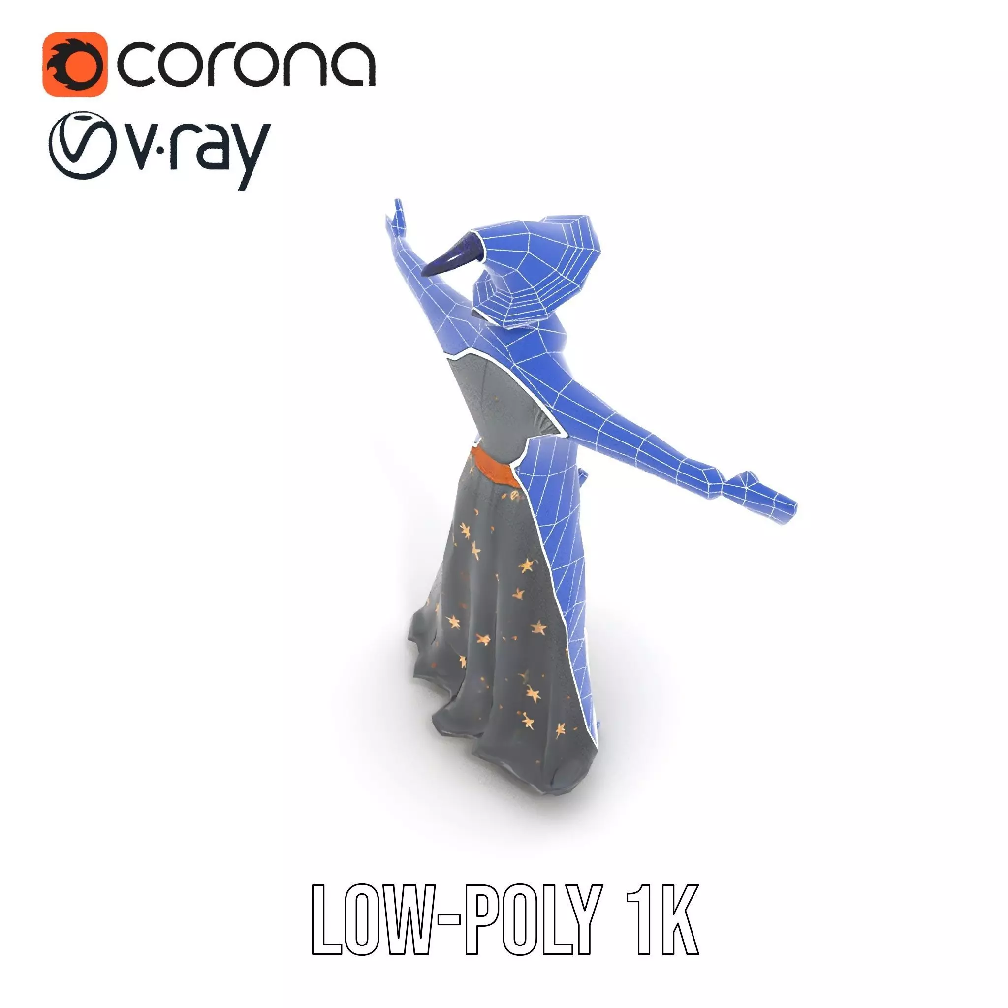 Wizard Character Outfit with Star Pattern Model Pack Low-poly 3D model_27